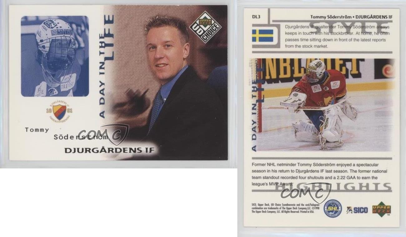 1998 Upper Deck UD Choice Swedish A Day in the Life Tommy Soderstrom #DL3 0sf1