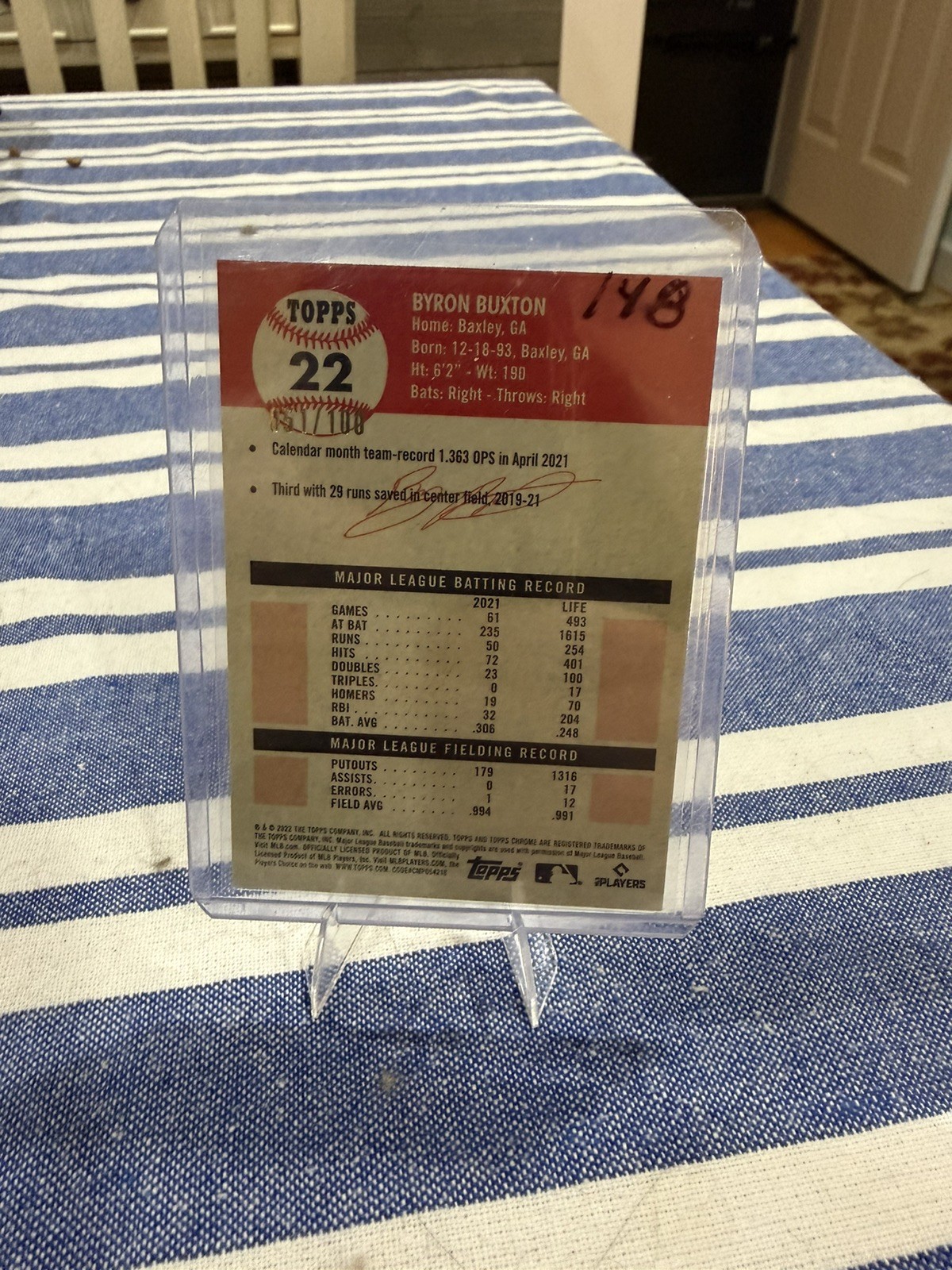 2022 Topps Chrome Platinum Anniversary – Byron Buxton Blue Atomic Refractor /100