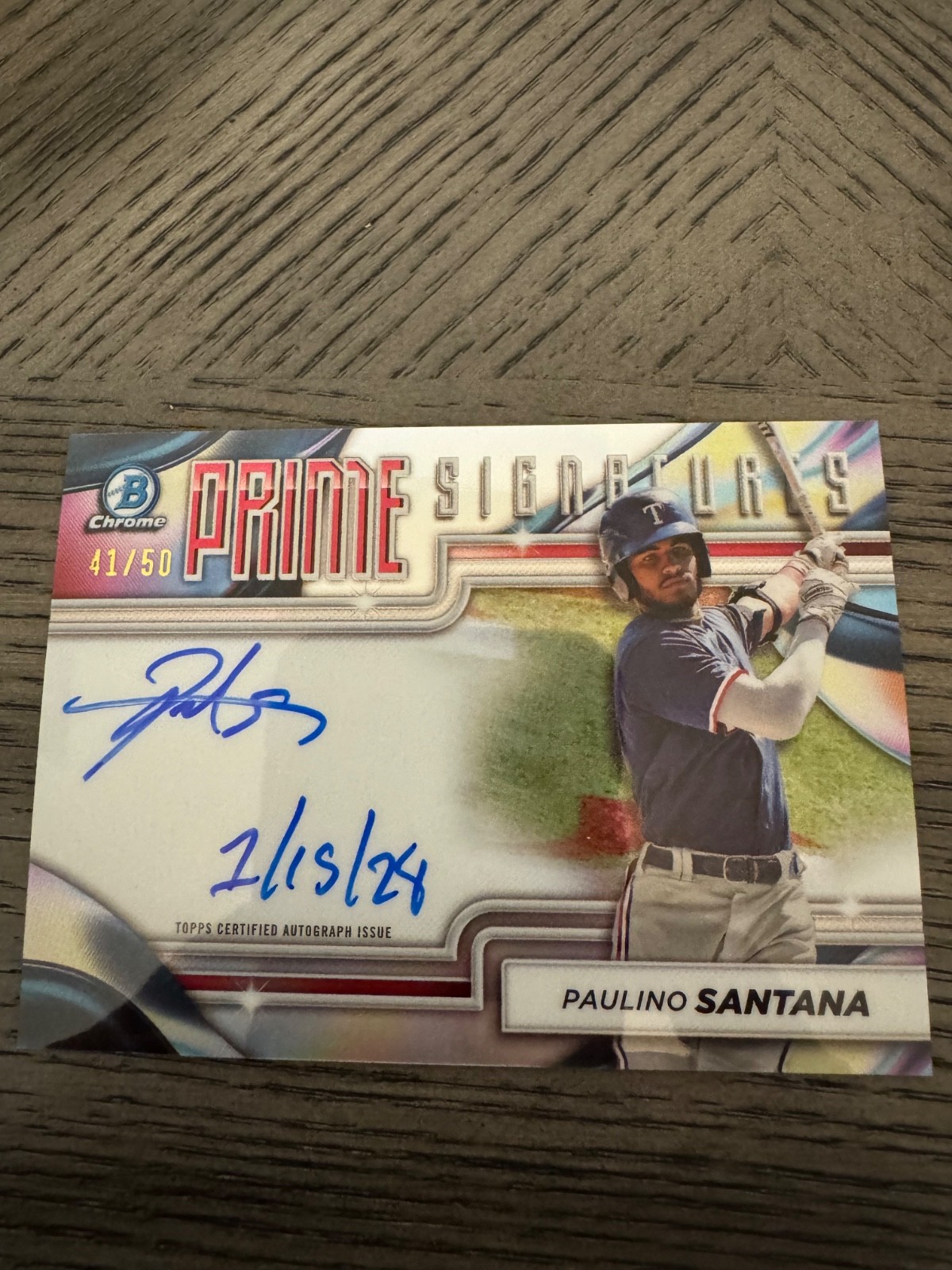 Paulino Santana 2024 Bowman Chrome Prime Signatures /50 #PCS-PSA Auto Rangers