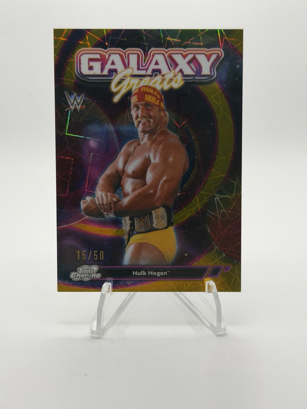 2026 WWE Topps Cosmic Chrome Hulk Hogan Galaxy Greats Gold Refractor /50