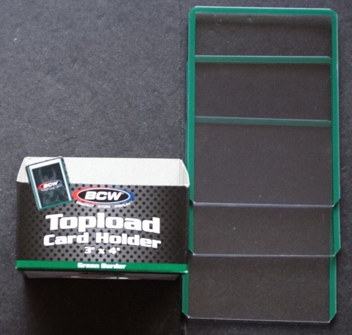 (3 Loose Holders) BCW Green Border Regular 20pt Card Top Loader Card Holder