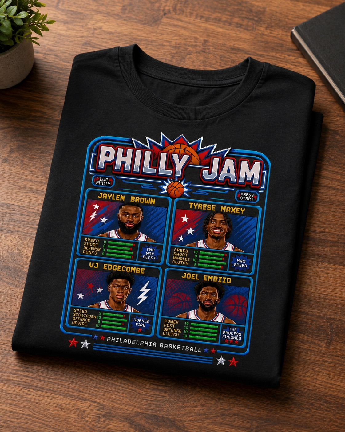 Philly basketball Jaylen Brown retro basketball tee pixel basketball shirt