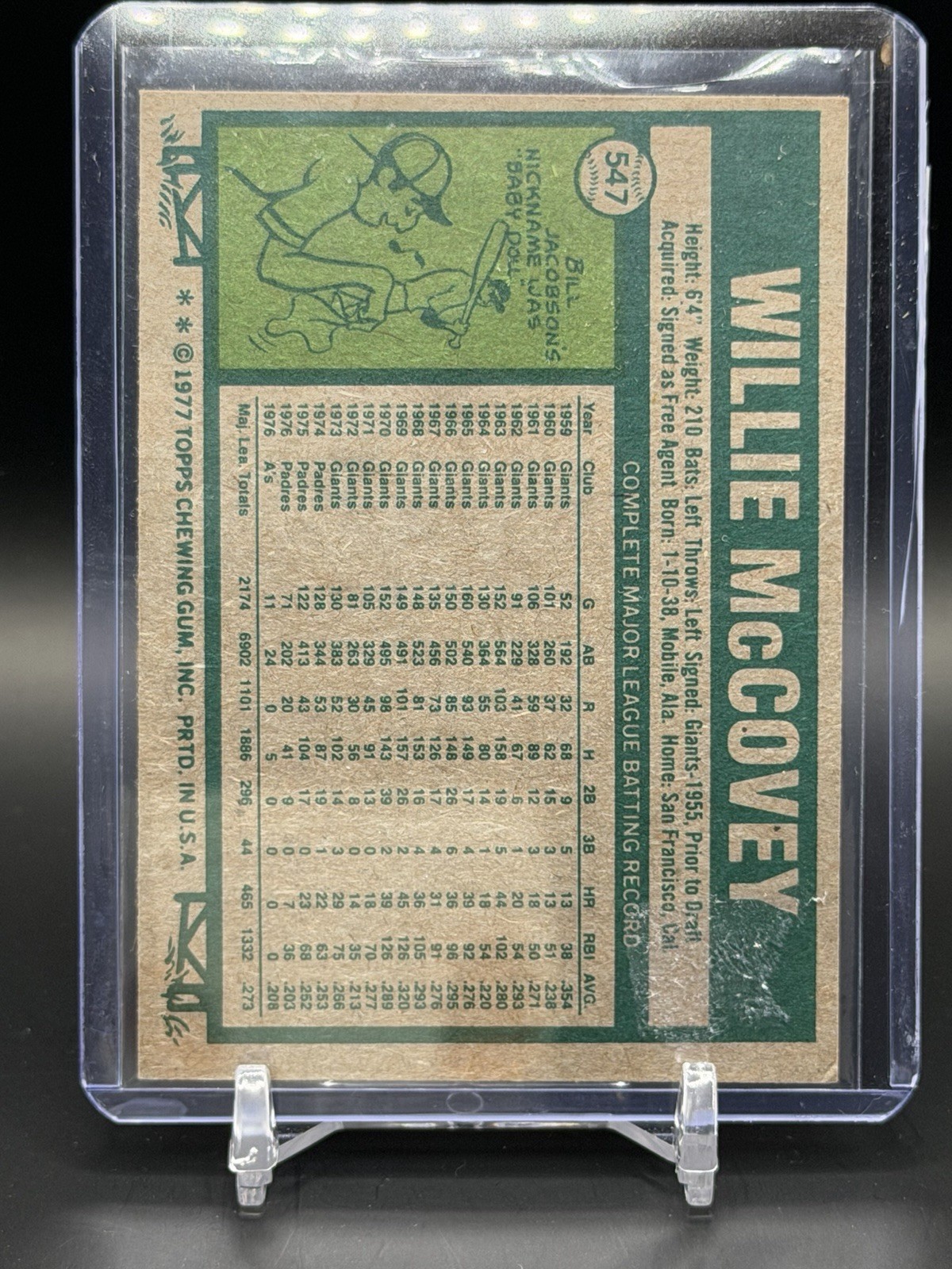 1977 Topps – Willie McCovey #547