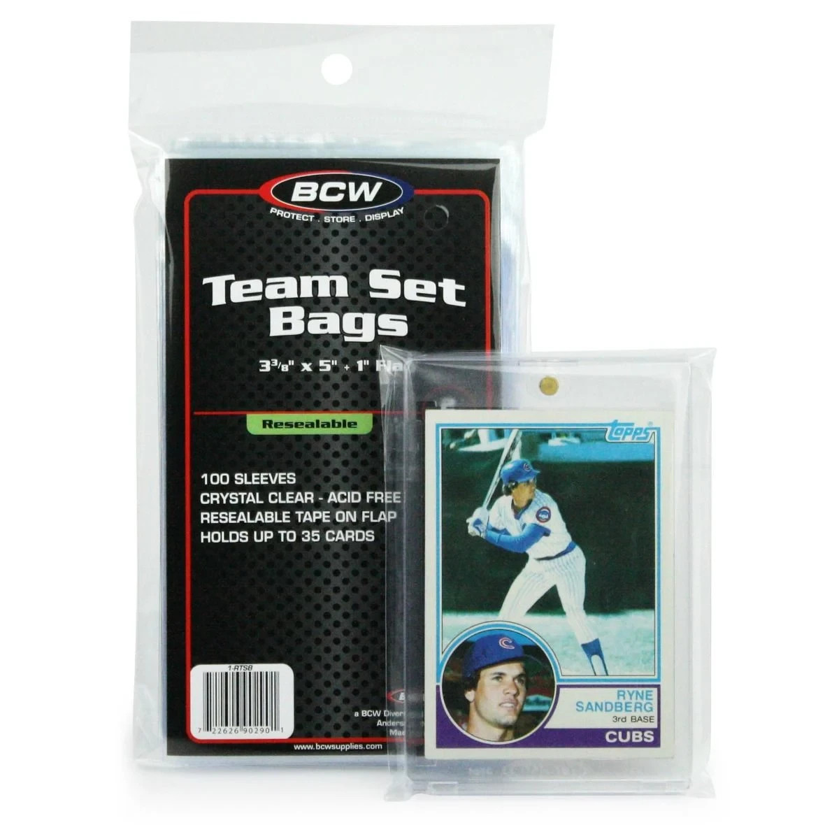 1 Pack 100 BCW Resealable Team Set Bags. Can hold toploader!