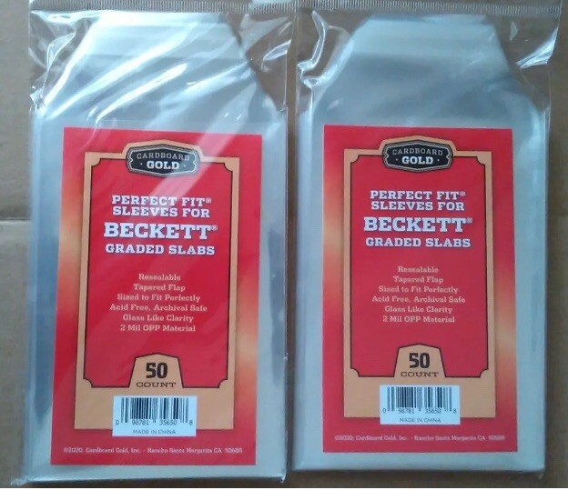 100 Perfect Fit Sleeves for BECKETT Graded Slabs Acid free Cardboard Gold sale!