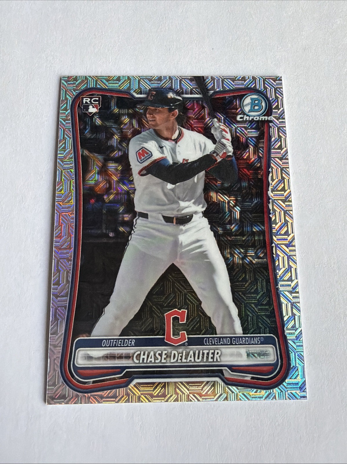 2026 Bowman Chrome Chase DeLauter Mojo Refractor RC Cleveland Guardians
