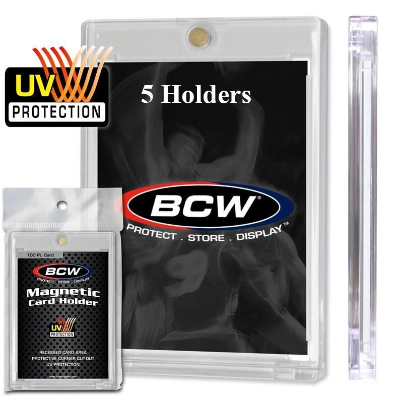 5 BCW Magnetic Card Holder 100 Pt Recessed UV Protection Slab 2 1/2 x 3 1/2 Inch