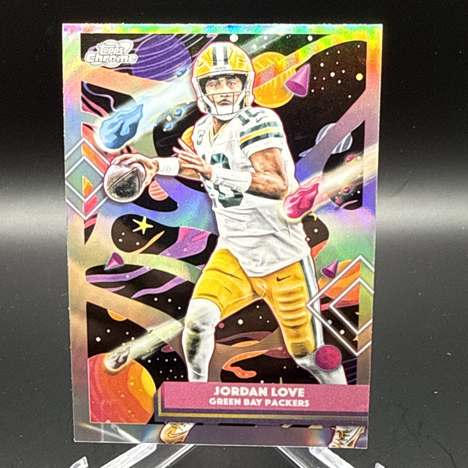 2025 Topps Chrome Cosmic Jordan Love #35 Refractor Green Bay Packers