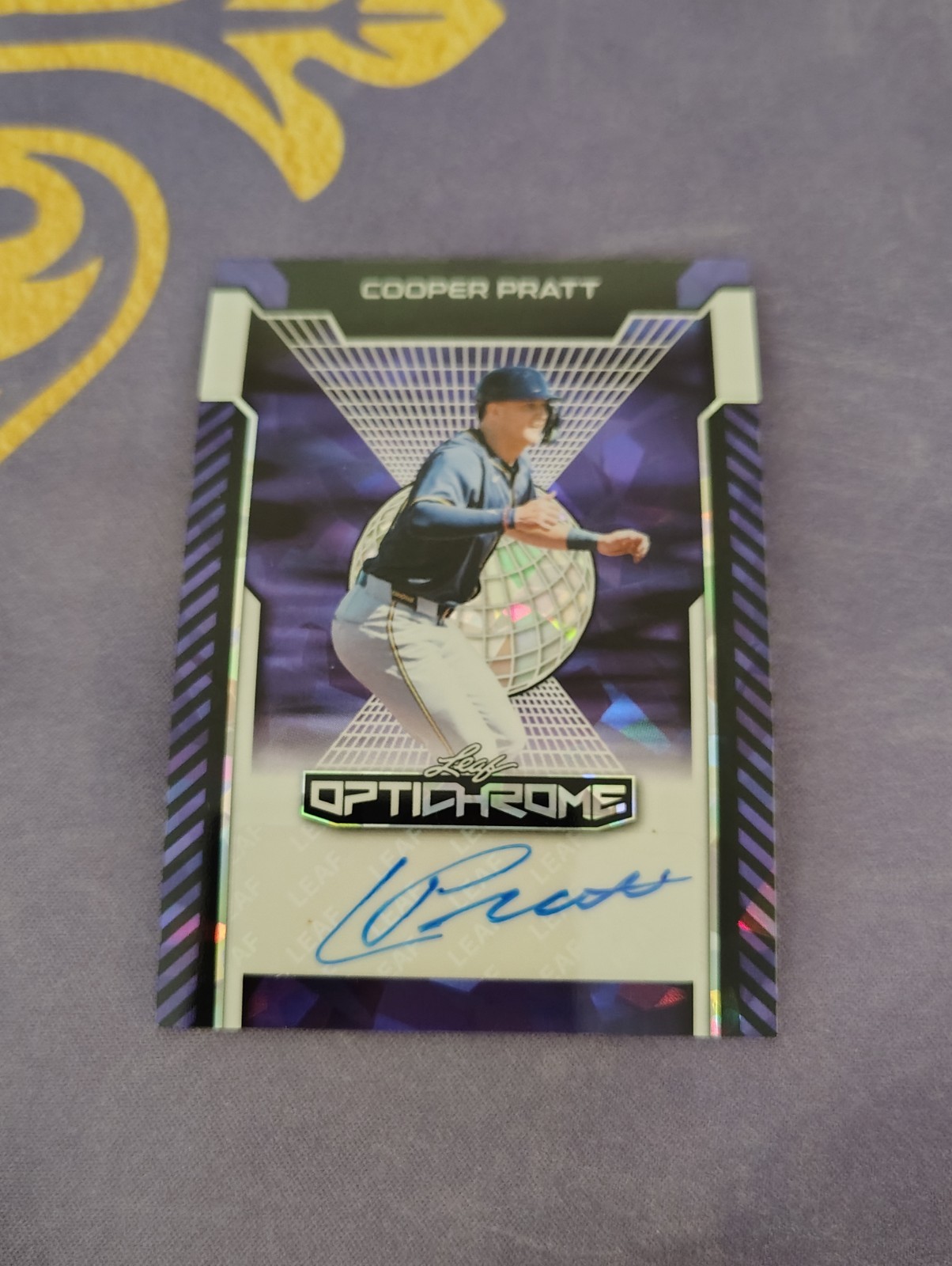 Cooper Pratt 2025 Leaf Optichrome Purple Ice /5 Auto SSP Brewers Autograph
