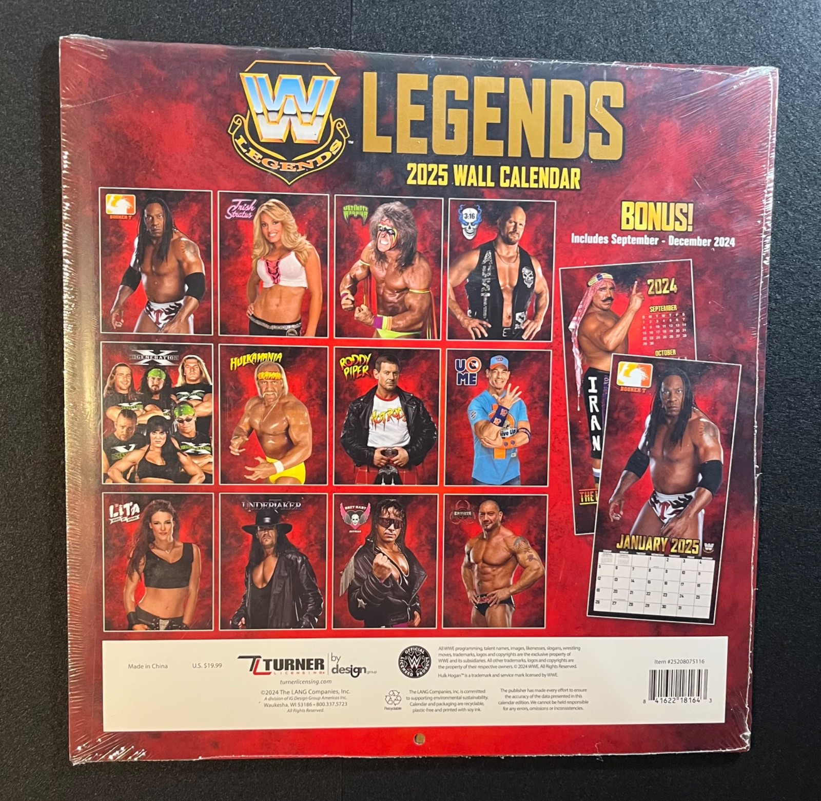 WWE Legends 2025 Wall Calendar featuring Hulk Hogan & John Cena – Factory Sealed