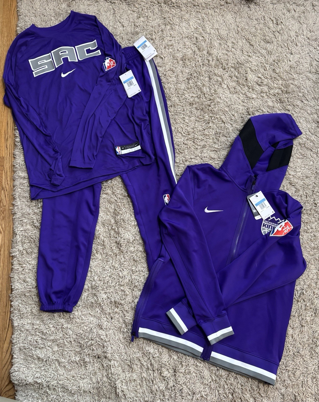 NWT NBA Sacramento Kings 75th Anv Nike Full-Zip Hoodie Shirt Sweatpants Set MED