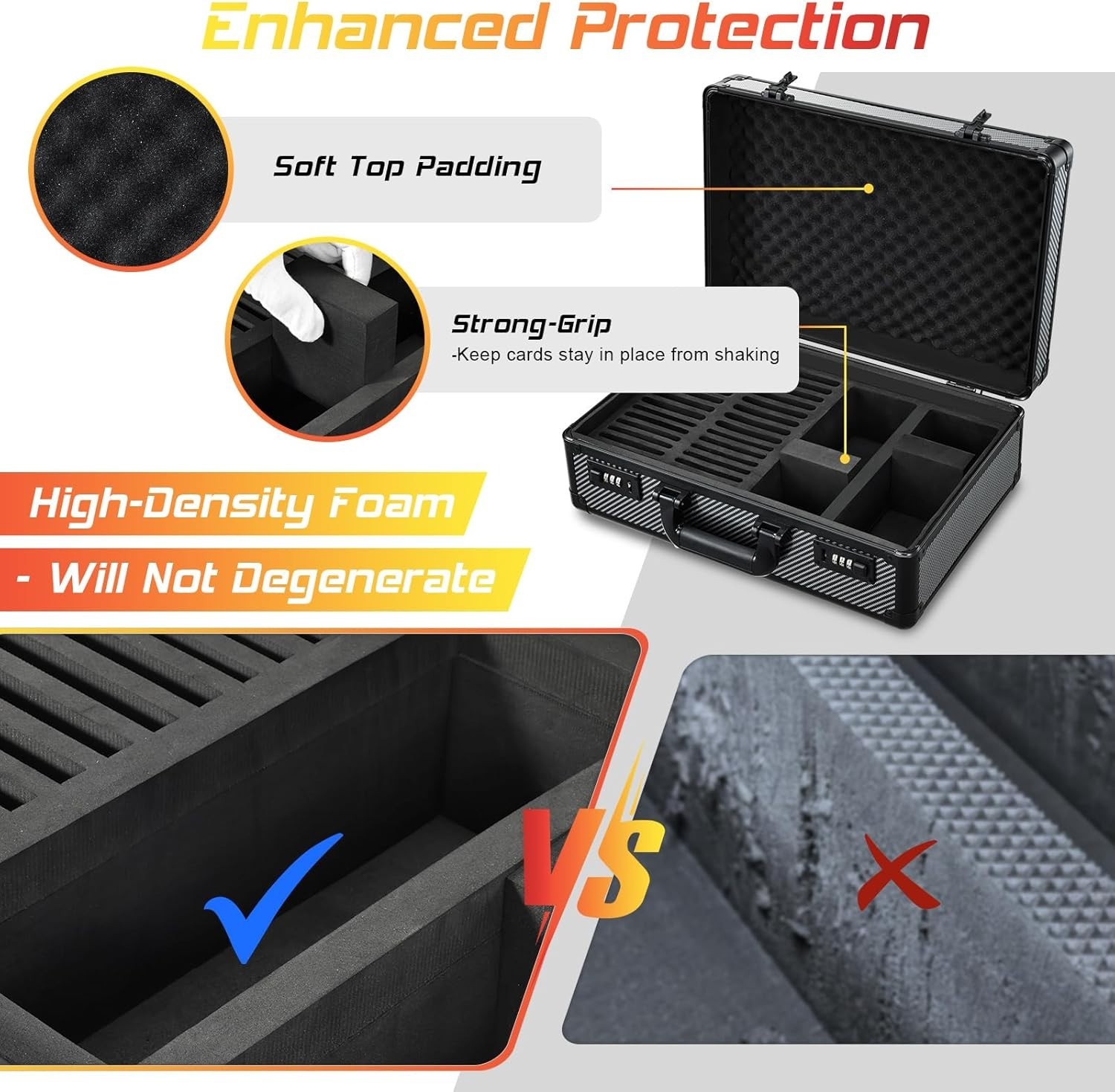 Graded Card Case with Combo Lock Individual Slots Sports Card Storage Box