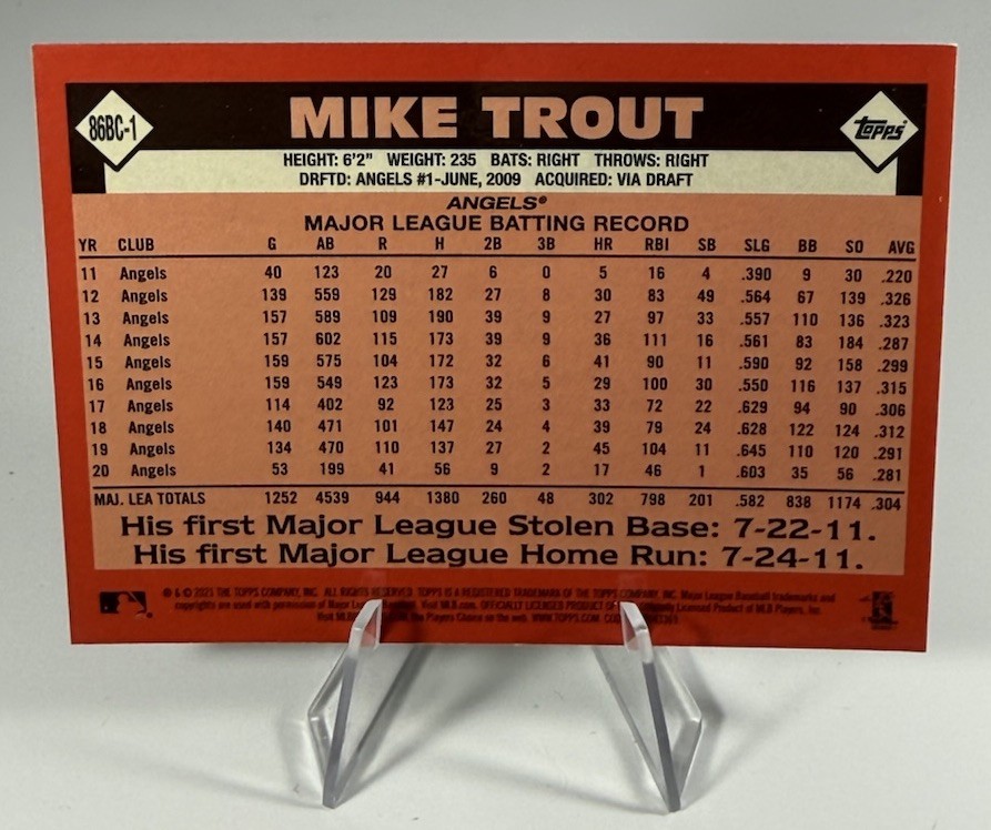 2021 Topps – Silver Pack 1986 Topps Chrome Baseball Mike Trout #86BC-1