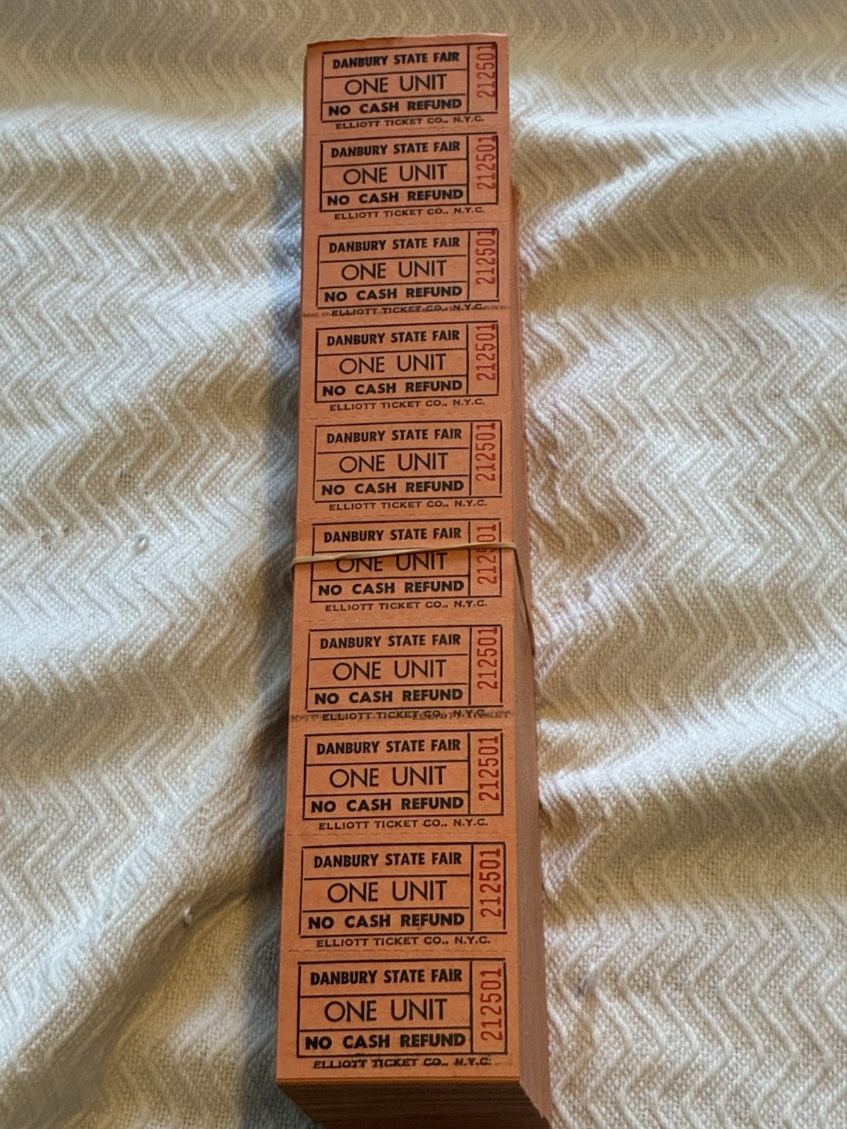 Stack Of Vintage Danbury Fair Ride Tickets Unused New Old Stock 2 3/4 Inches