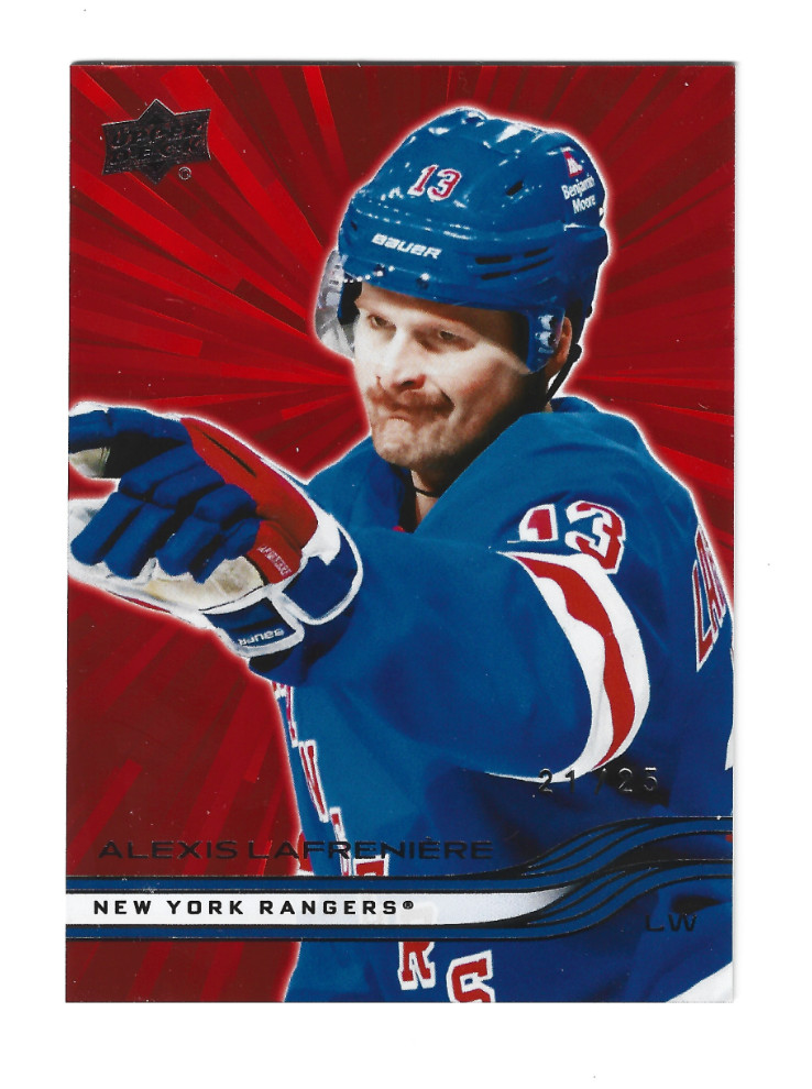 2025-26 Upper Deck Series 2 Alexis Lafreniere #369 Red Outburst Parallel #21/25