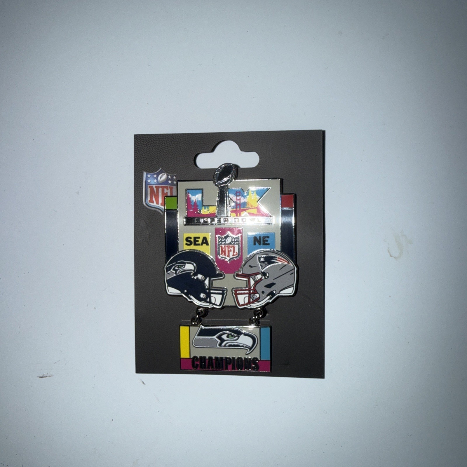 Super Bowl 60 LX Large Dangle Champions Pin Seattle Seahawks