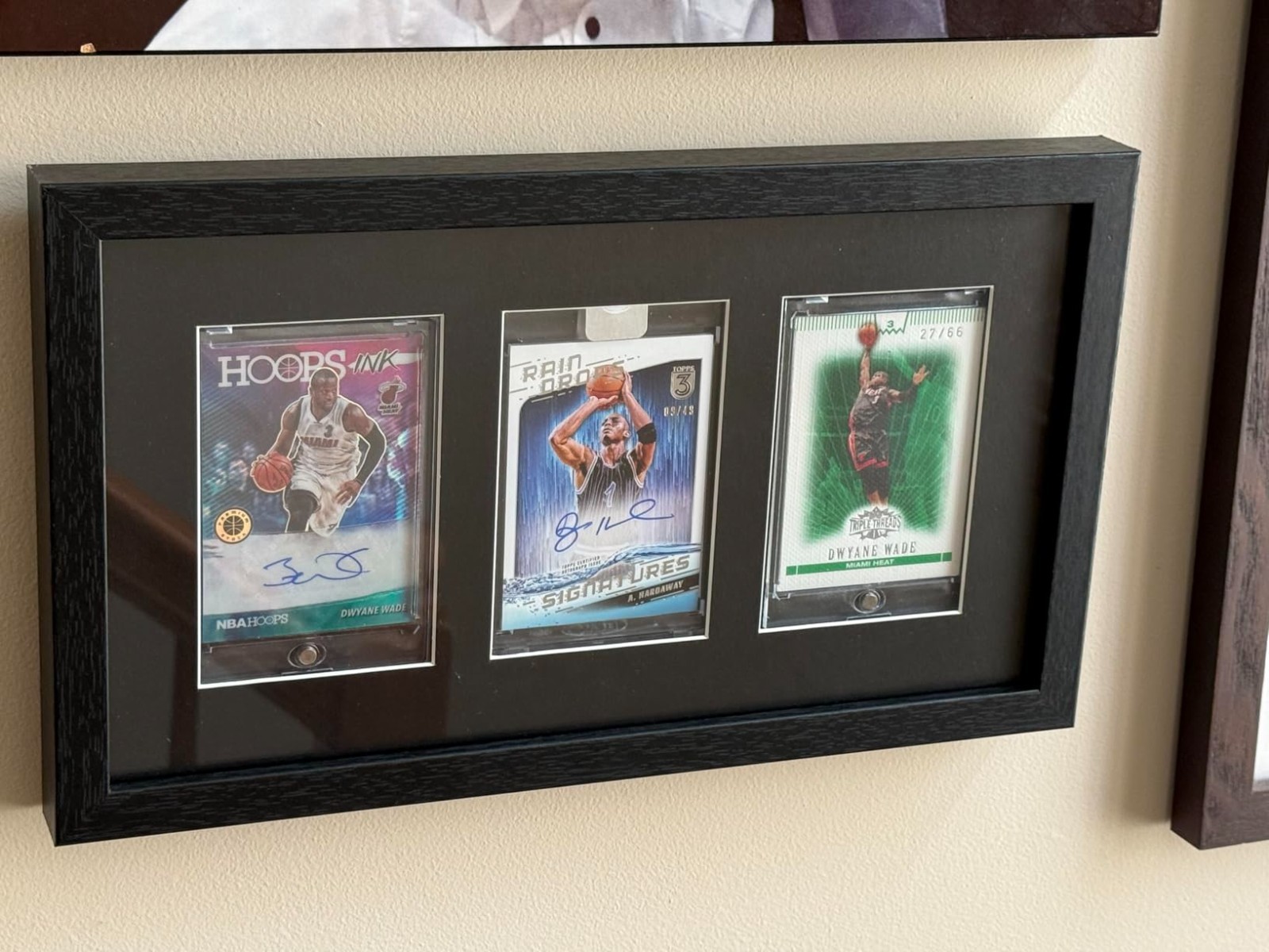 Trading Card Display Case 3 Wall & Tabletop Sport Football Baseball Wood Frame