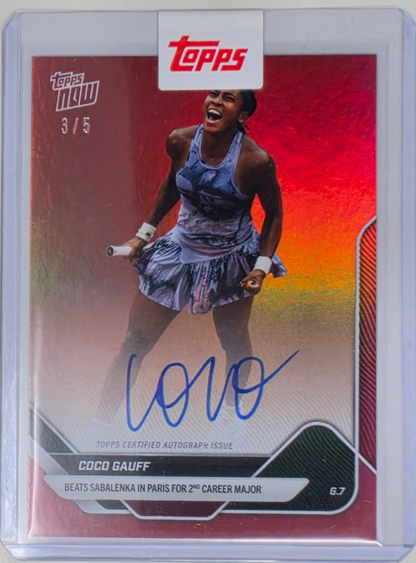 2025 Topps Now #TN-CG1B Coco Gauff French Open Champion – Red Auto /5