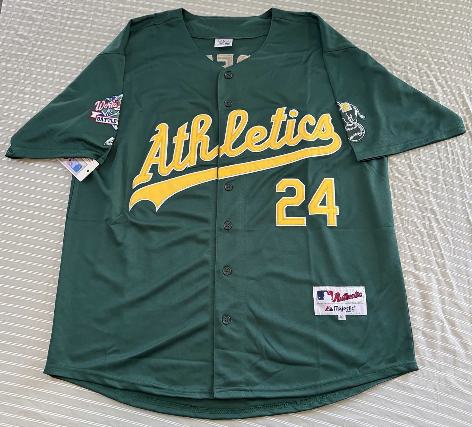 Rickey Henderson Oakland Athletics 1989 World Series Green Men’s Jersey