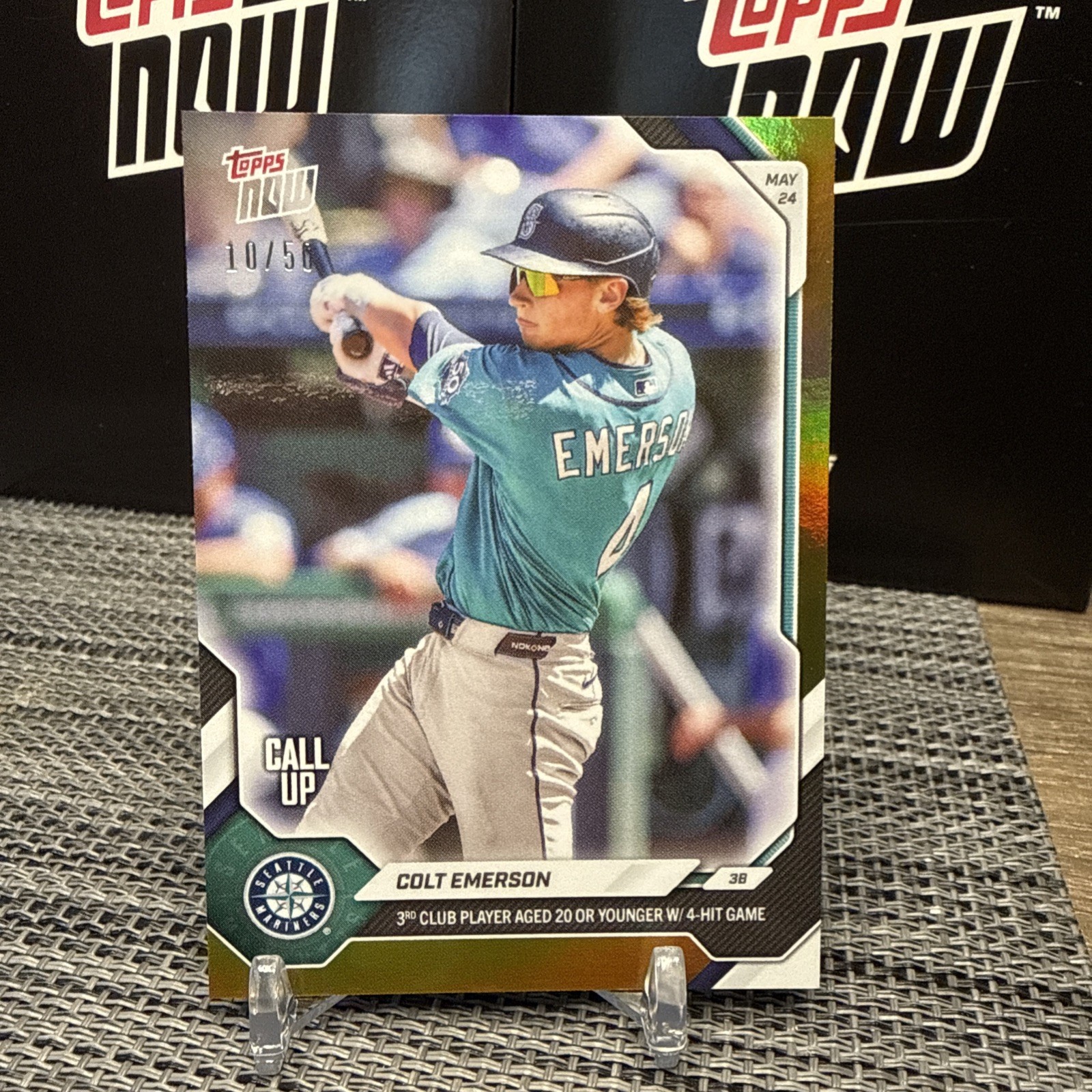 Colt Emerson, Seattle Mariners – 2026 Topps Now CALL-UP…Gold Foil Parallel 10/50