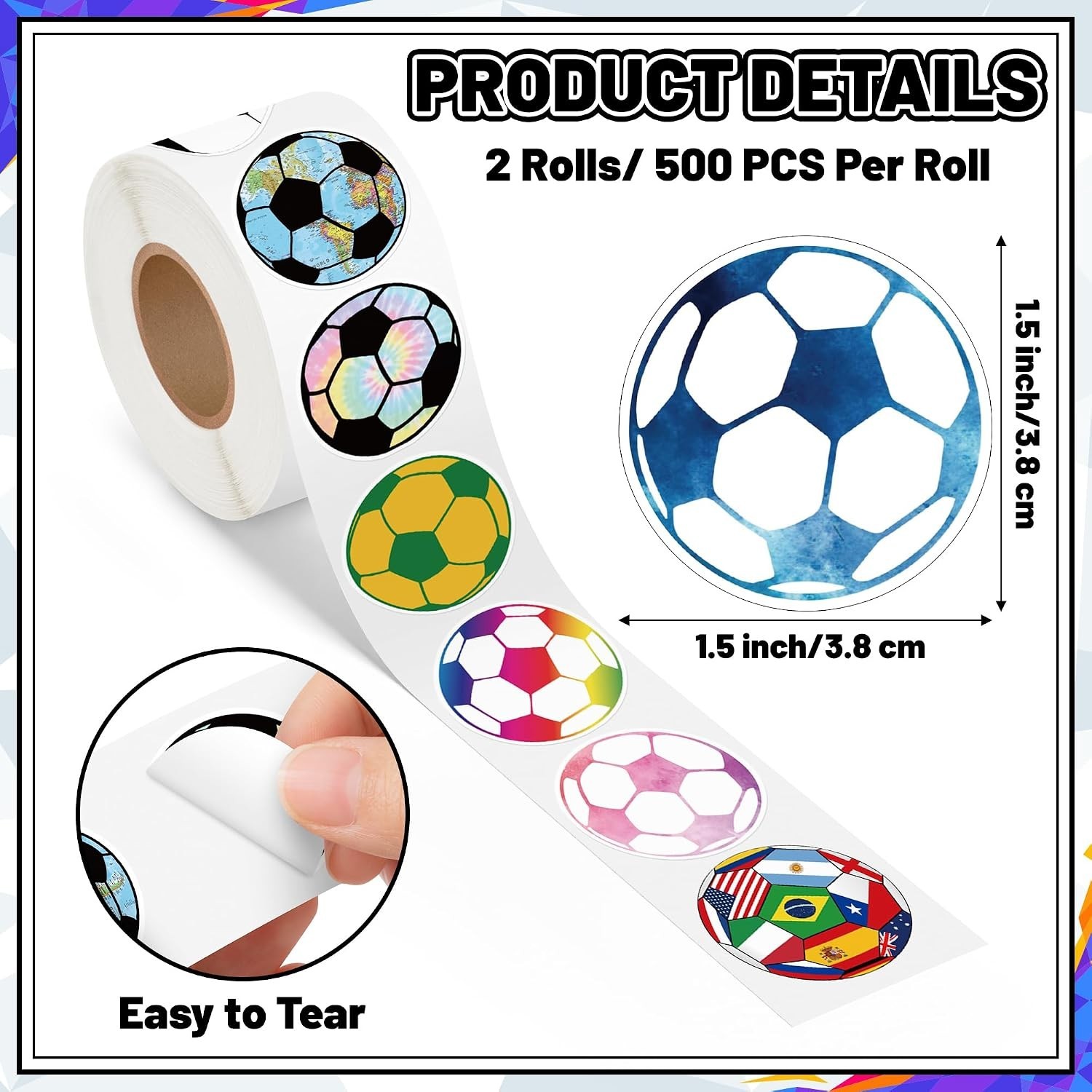 1000Pcs Soccer Stickers – Self-Adhesive Decals