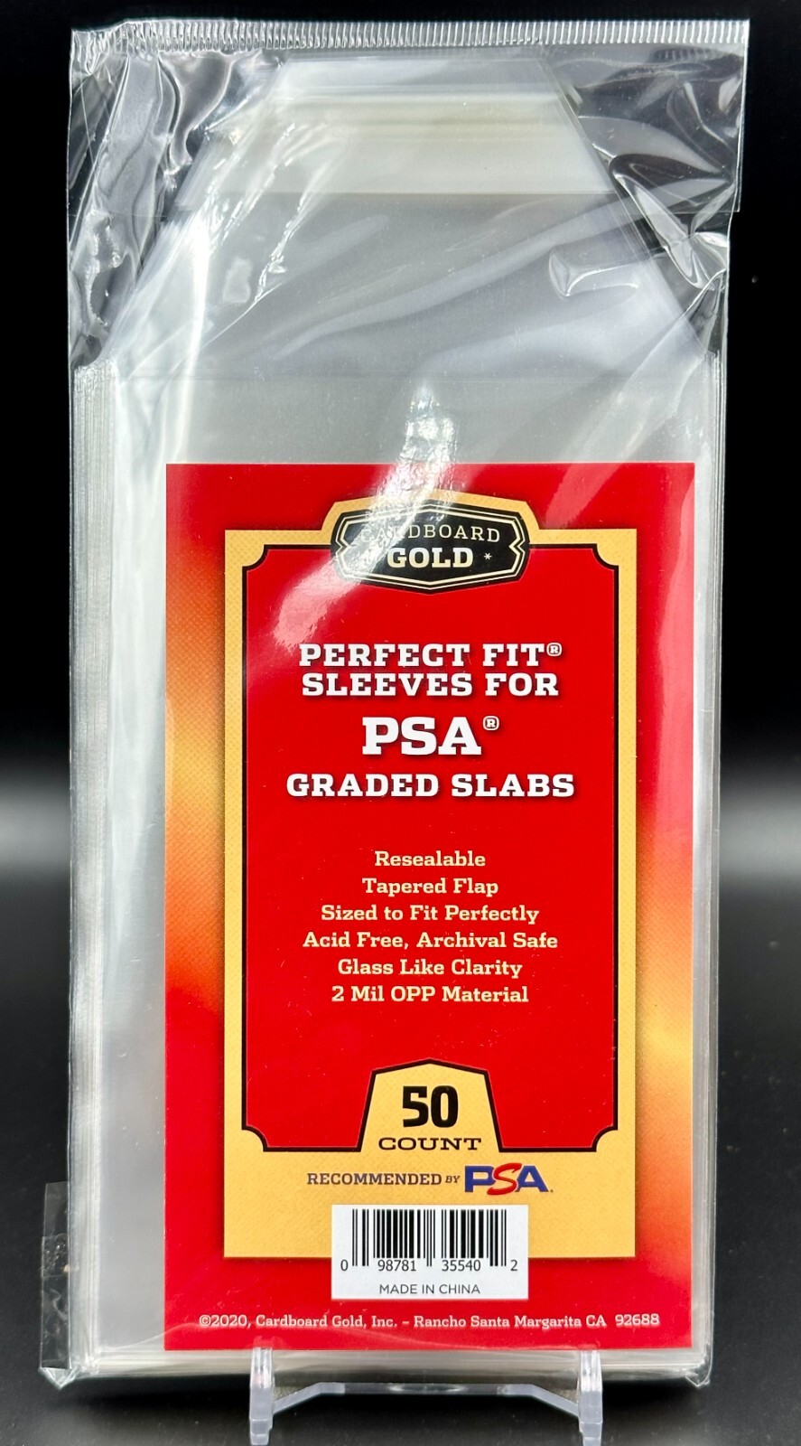 Pack of 50 Cardboard Gold PSA LOGO Perfect Fit Graded Card Sleeves for PSA Slabs