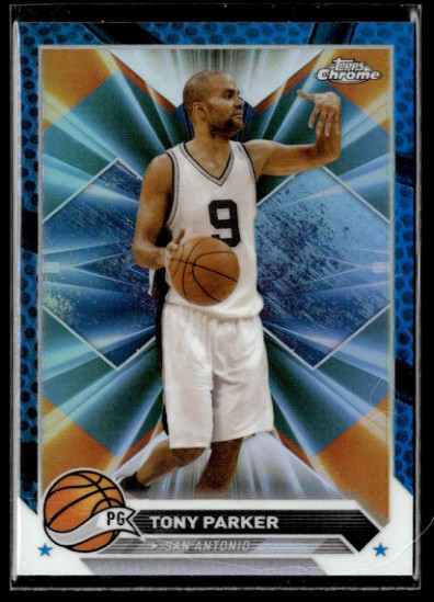 2023-24 Topps Chrome #104 Tony Parker Blue Basketball Refractors