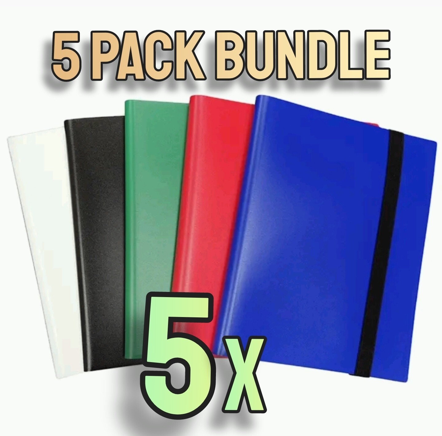 5 PACK Multi Color Lot 360 Pocket Trading Card Binder – Side Loading Elastic New