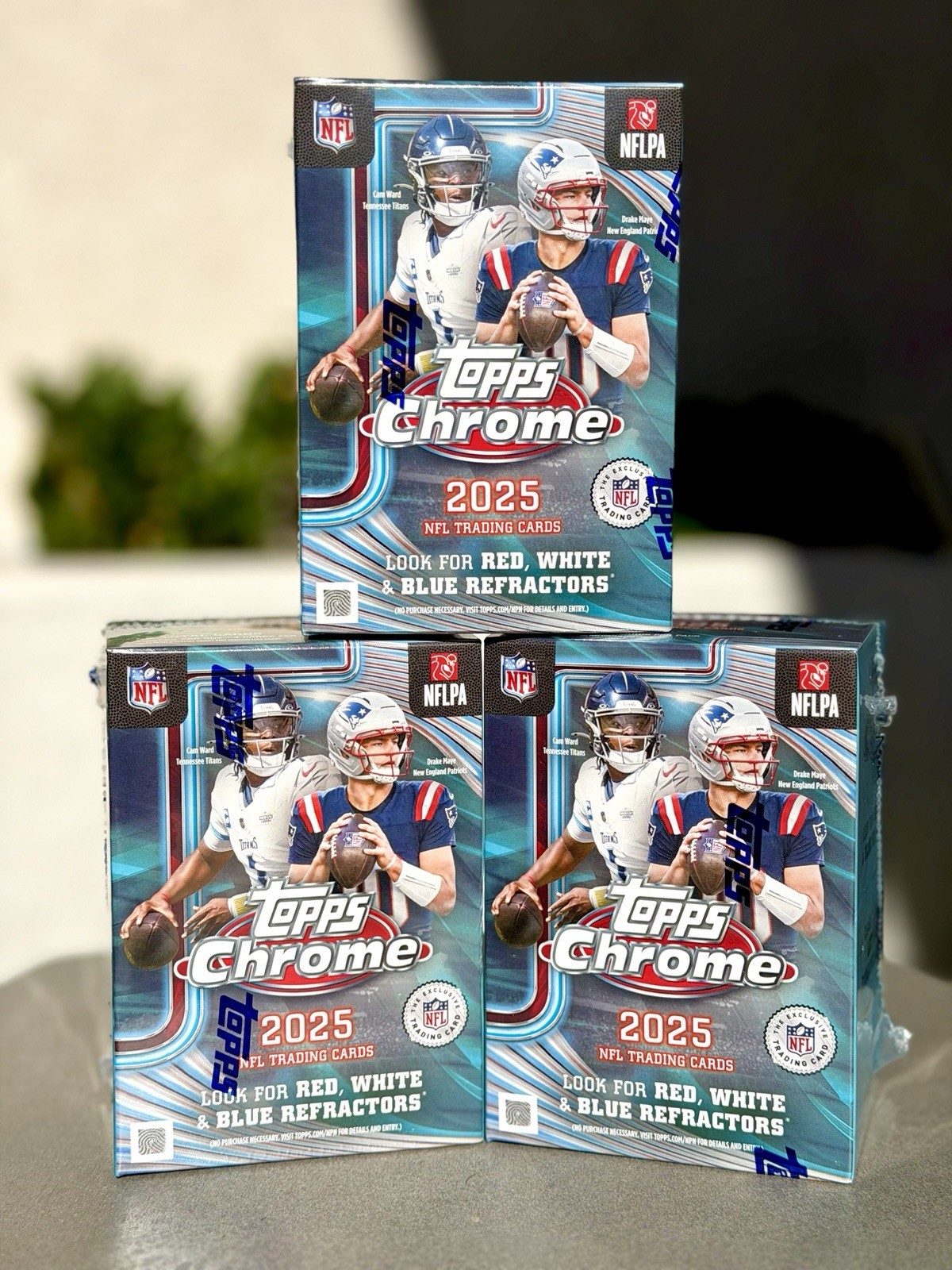 2025 Topps Chrome NFL Football Blaster Box Lot Of 3 Sealed Brand New In Hand