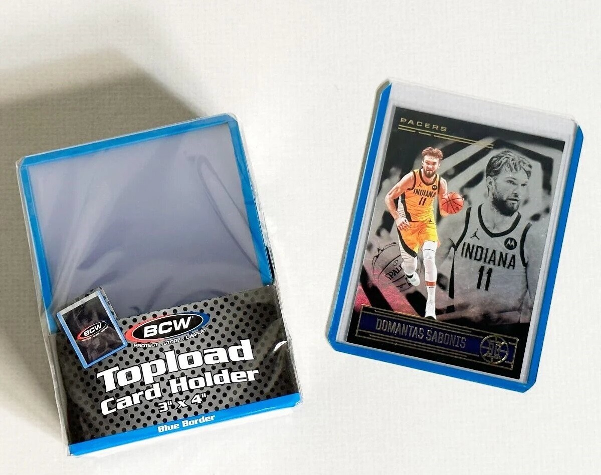 25 Quality BCW Toploader 3×4 Standard Trading Card Blue Border Holder Rigid PVC