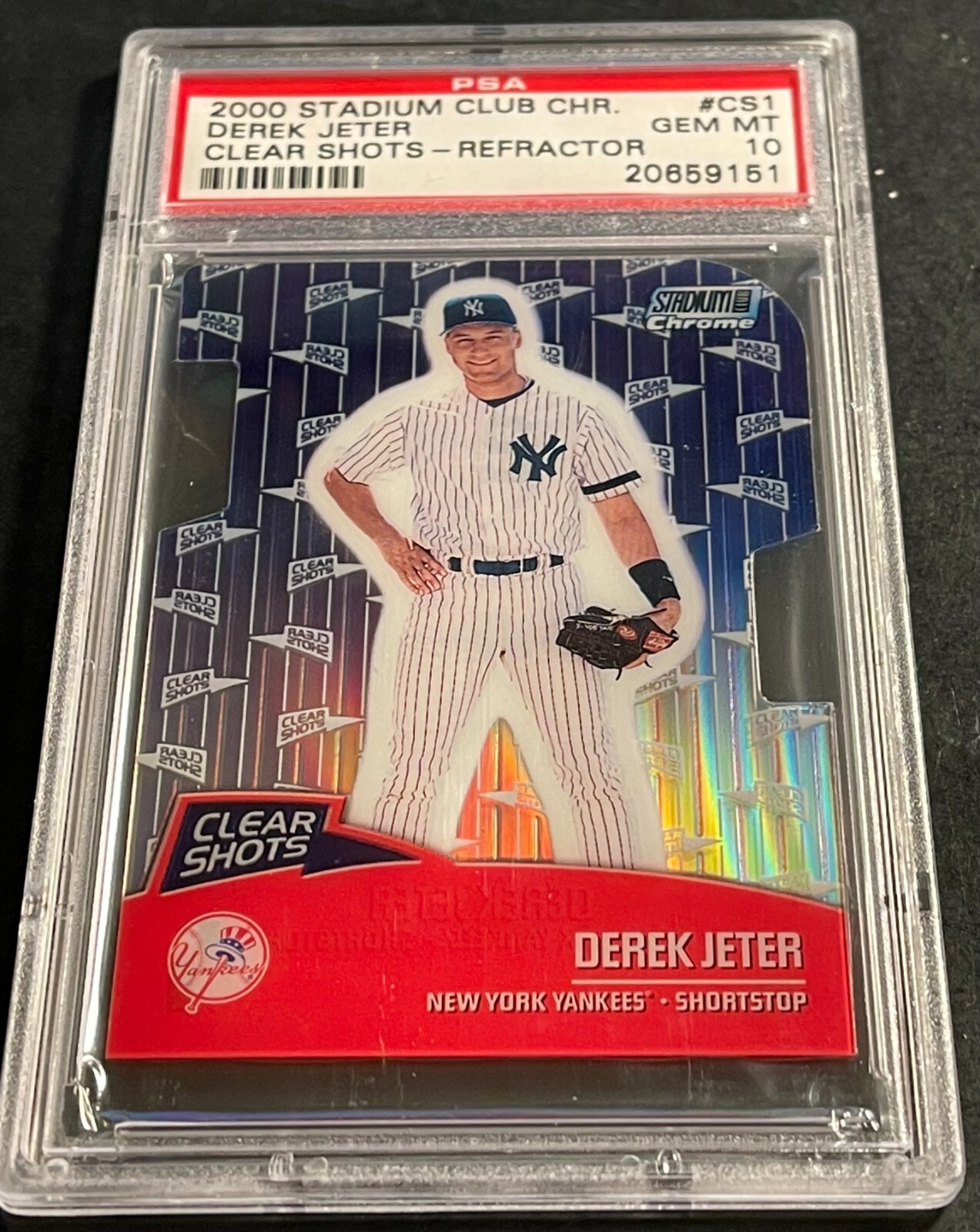 2000 DEREK JETER STADIUM CLUB CHROME CLEAR SHOTS REFRACTOR #CS1 PSA 10 POP 15