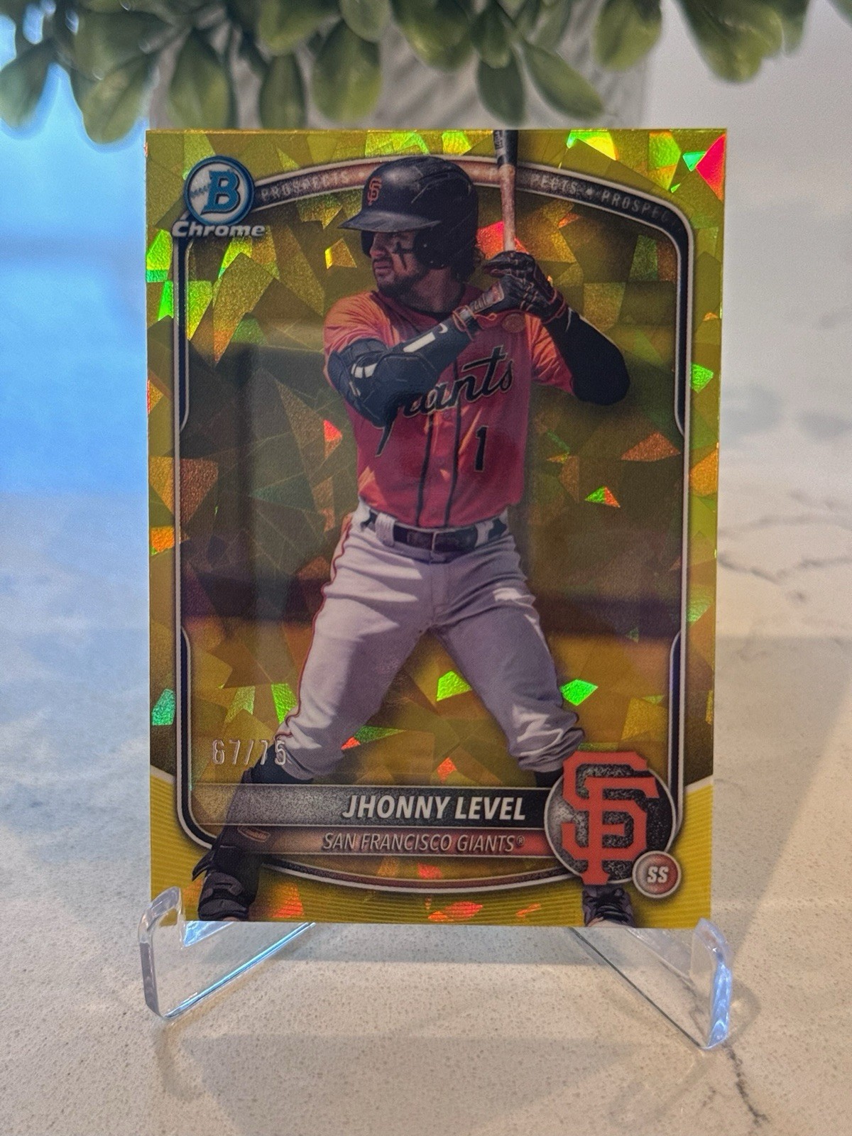 2025 Bowman- Chrome Draft Sapphire- Giants Jhonny Level Yellow /75