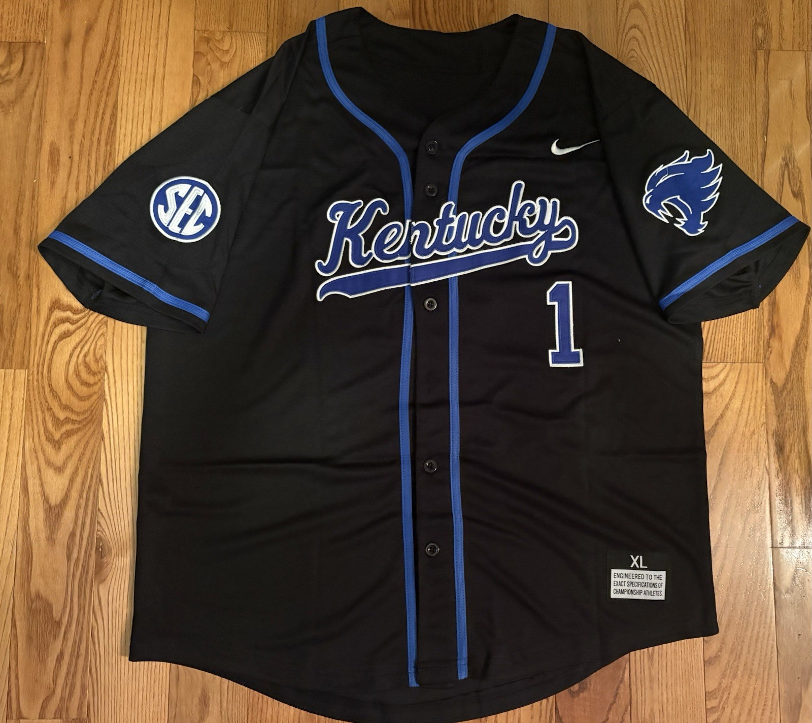 University Of Kentucky Wildcats NCAA Black Baseball Jersey STITCHED NEW Size XL