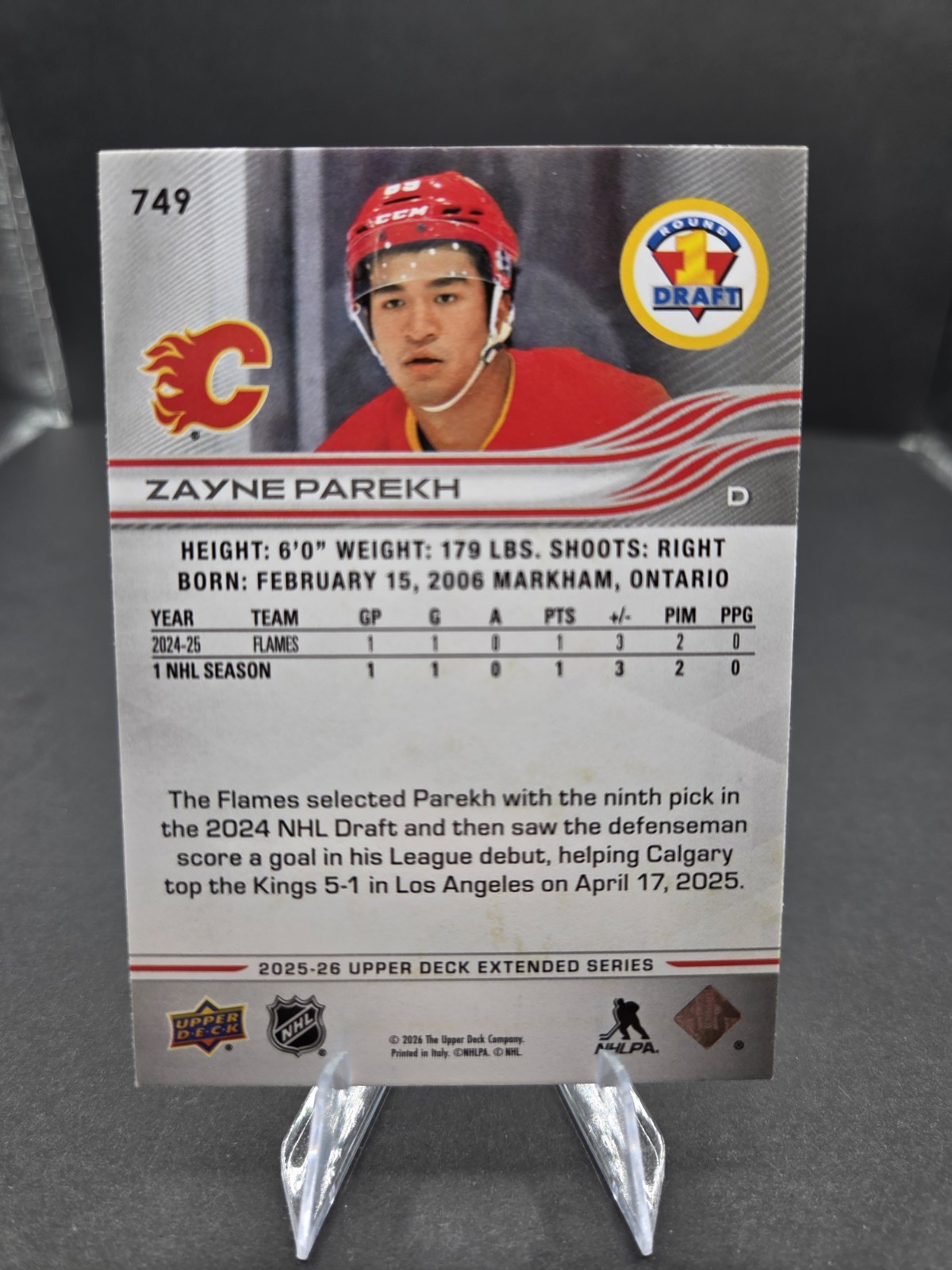 2025-26 Upper Deck Extended Series Zayne Parekh 1st Round Draft – Calgary Flames