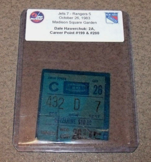 NY Rangers 10/26/1983 Ticket Stub Dale Howerchuk NHL Point #200 Willie Huber 3pt