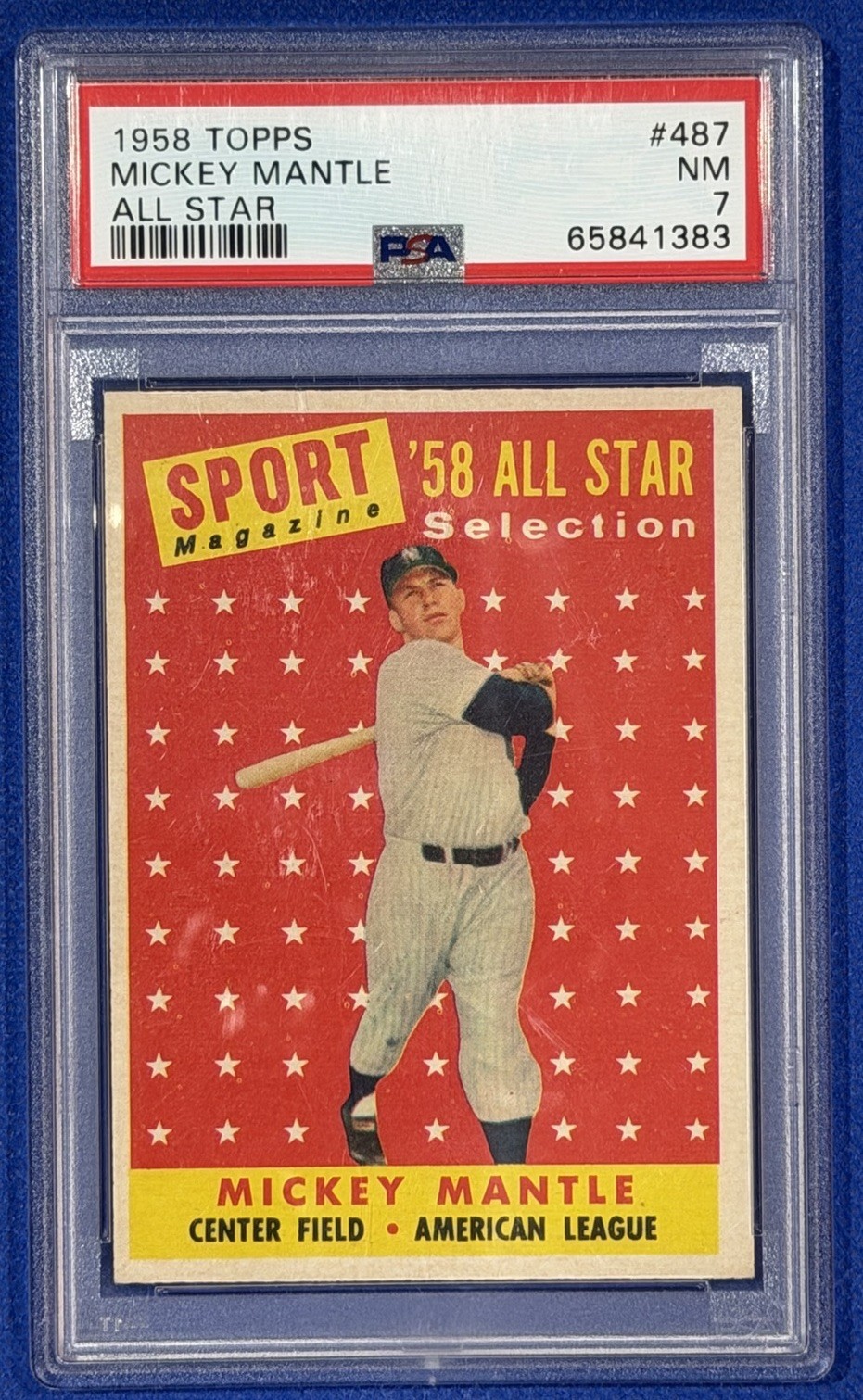 1958 Mickey Mantle Topps All-Star #487 PSA 7 NM Card