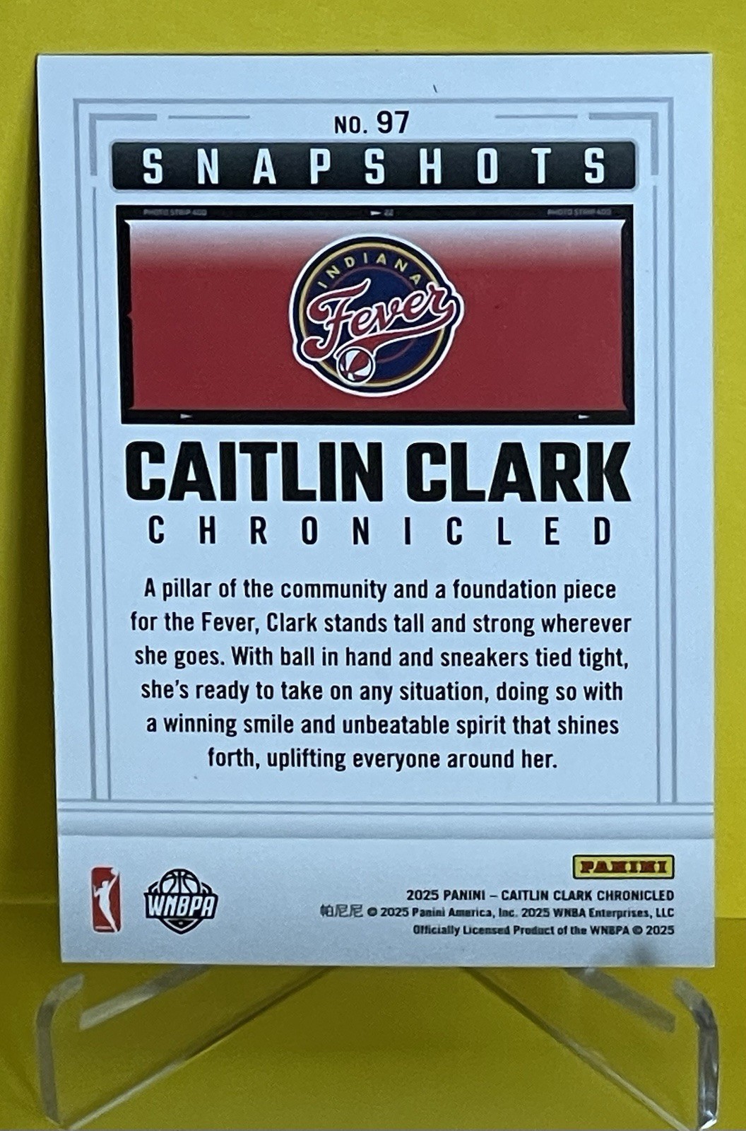 2025 Panini Caitlin Clark Chronicled – Snapshots Caitlin Clark #97 Indiana Fever
