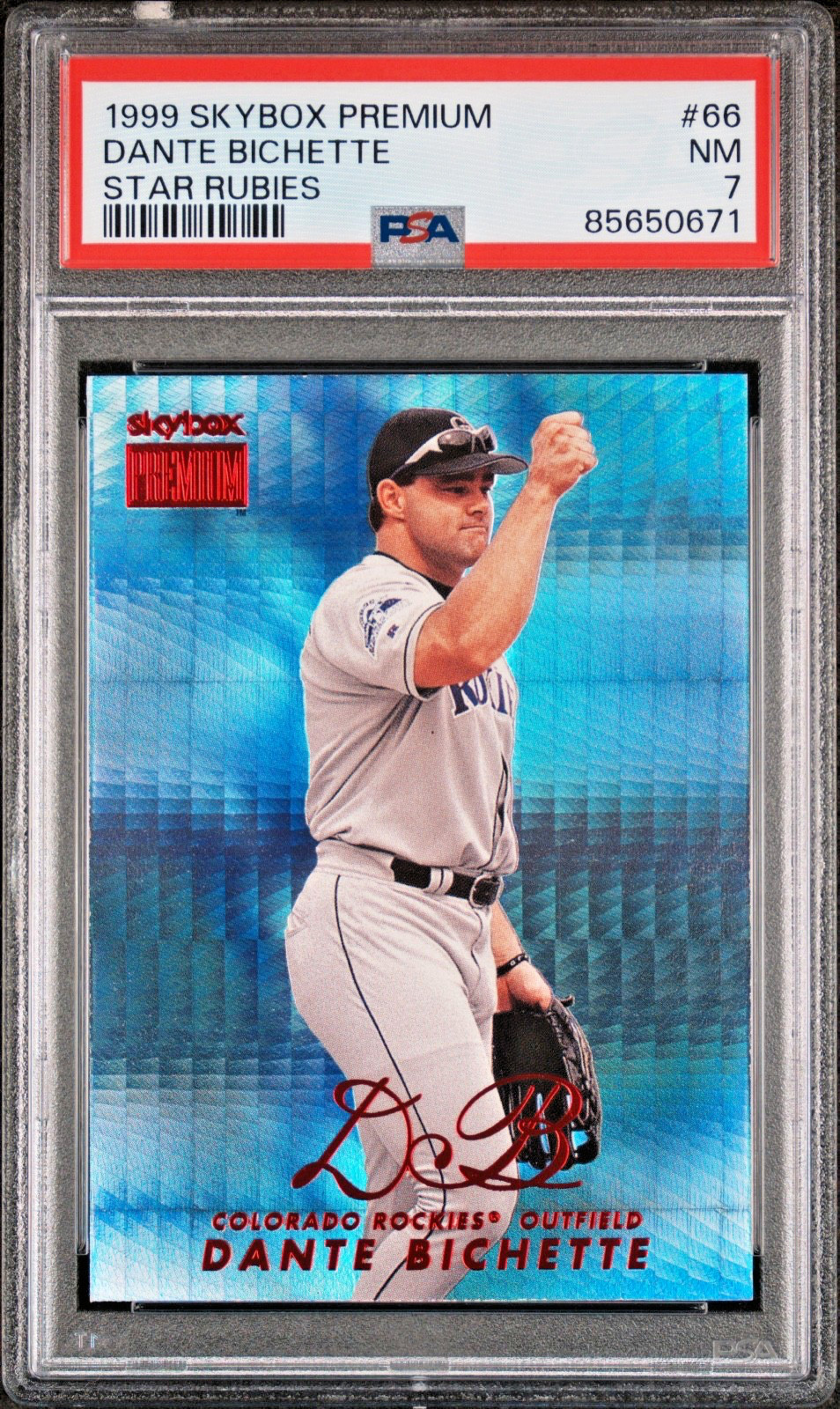 DANTE BICHETTE 1999 Skybox Premium Star Rubies 45/50 PSA 7 (pop 2 : 0 higher)