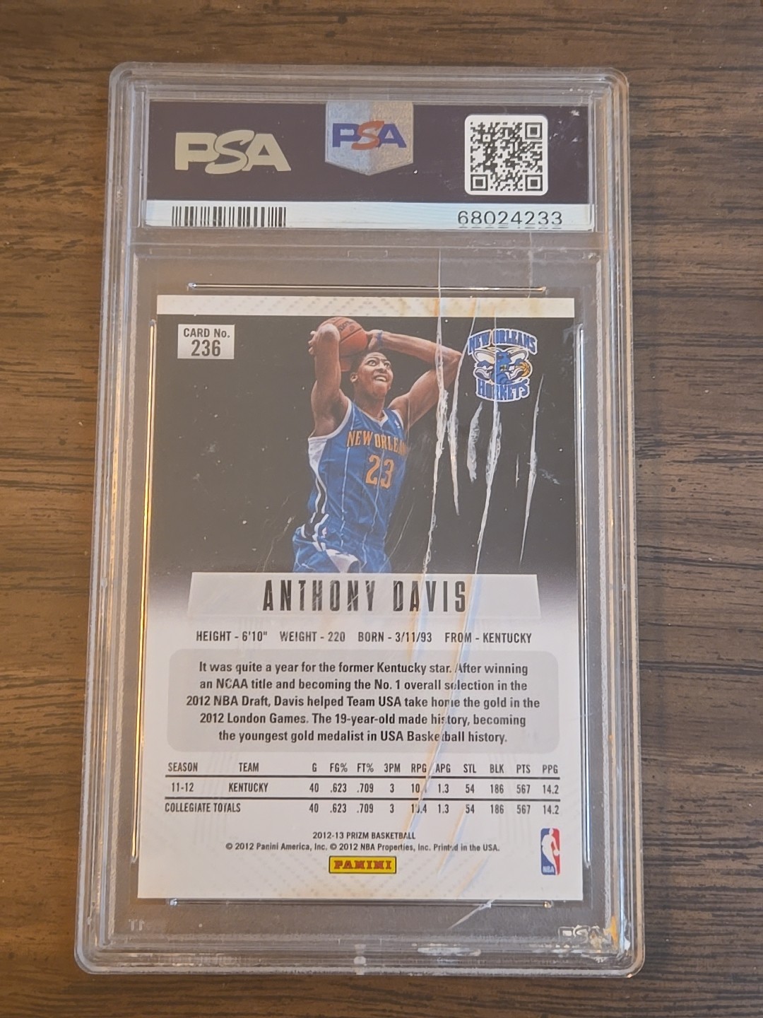 2012 ANTHONY DAVIS (RC) PRIZM PSA 10 BROKEN CASE, CARD OK #236 RETURNS ACCEPTED