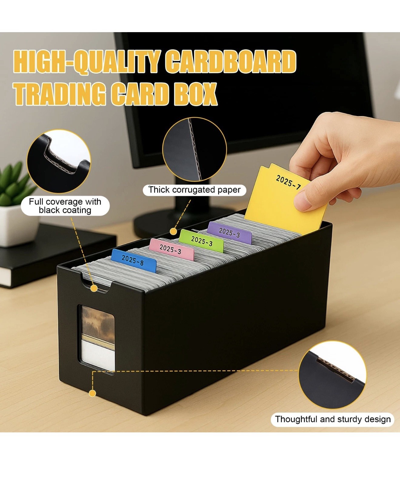 Trading Card Storage Box 12 Drawers Cardboard Organizer with Dividers for top…