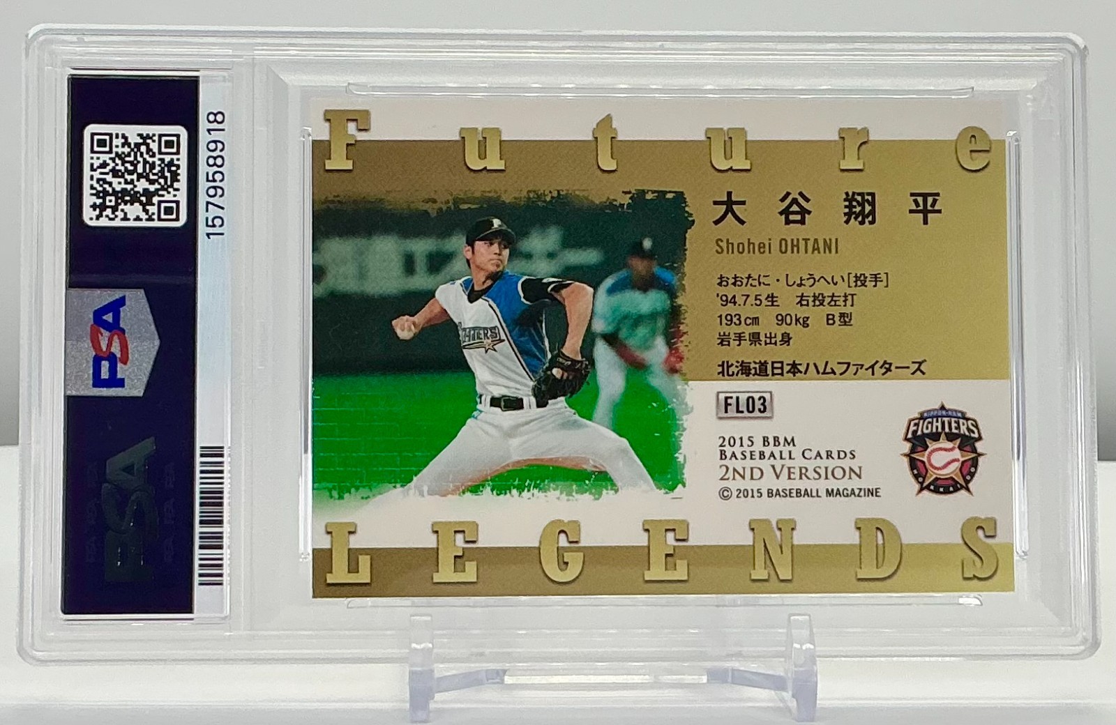 SHOHEI OHTANI 2015BBM 2ND VERSION FUTURE LEGENDS #FL03 PSA8!POP6!(RC)