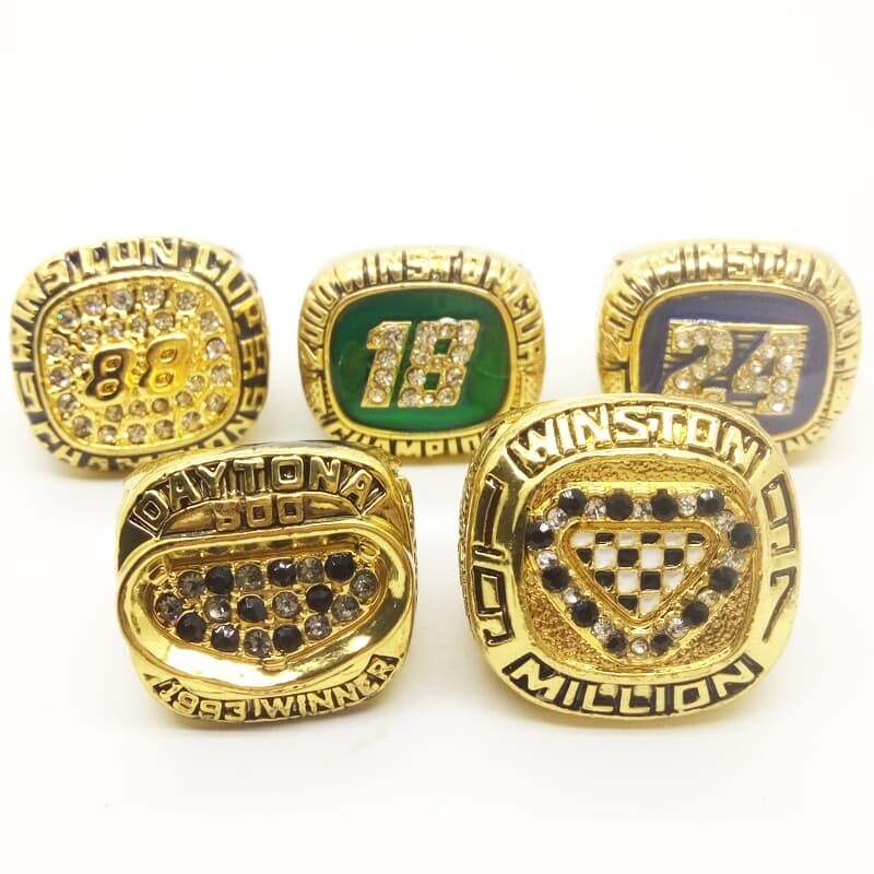 5 Pcs Set Rings NASCAR Winston Cup Series Daytona Racing Gold Pack Ring