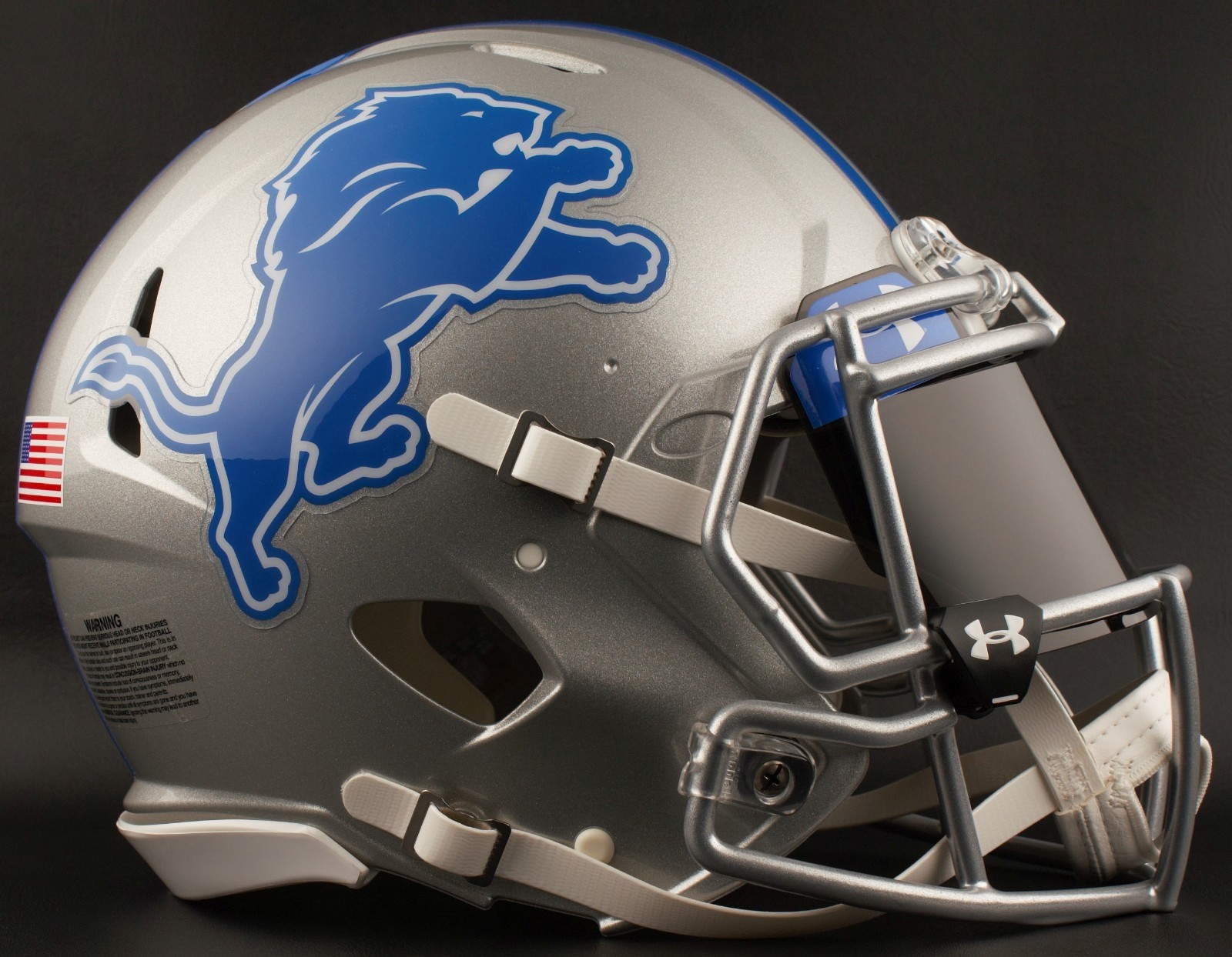 DETROIT LIONS NFL Football Helmet with BLACK-TINT Visor / Eye Shield