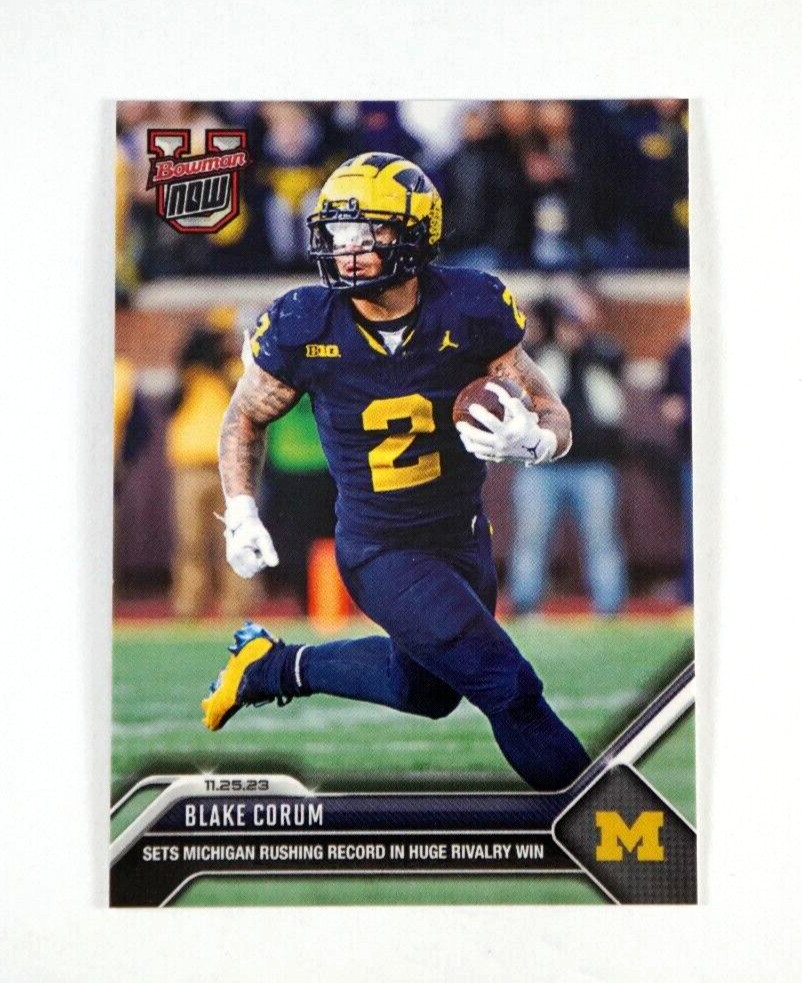 2023 Bowman U Now Football Blake Corum #31 Sets Michigan Rushing Record