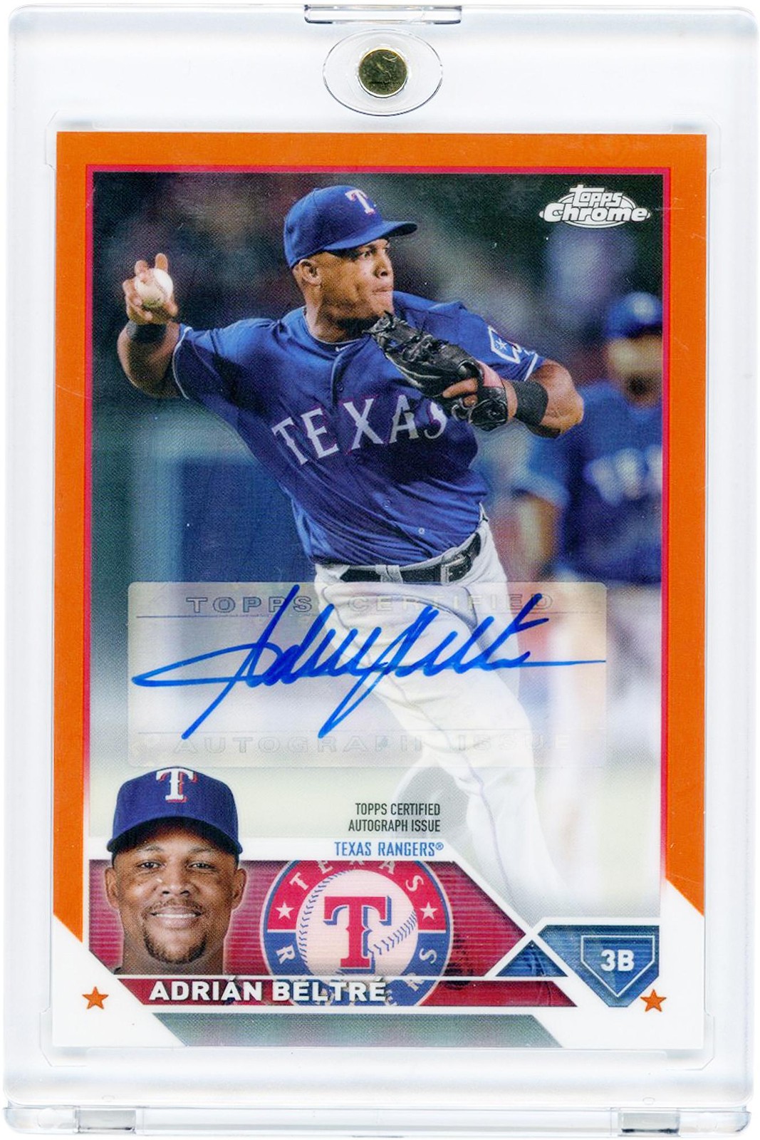 Adrian Beltre Texas Rangers Signed 2023 Topps Chrome Orange #CLA-AB #1/25 Card