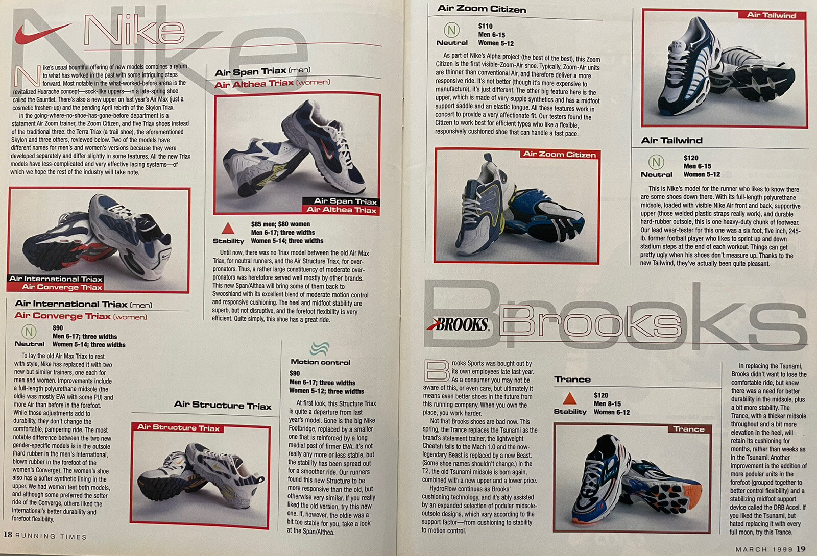 1999 Running Times Magazine March Shoe Buyer Guide, Nike ad