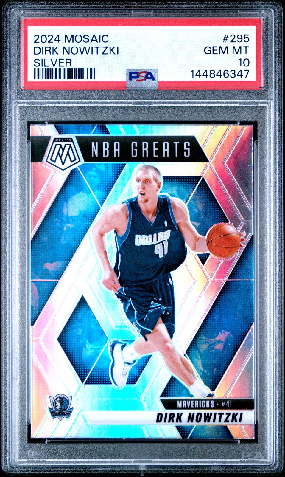 Dirk Nowitzki 2024 Panini Mosaic #295 Honeycomb Mosaic NBA Greats PSA 10 – POP 1