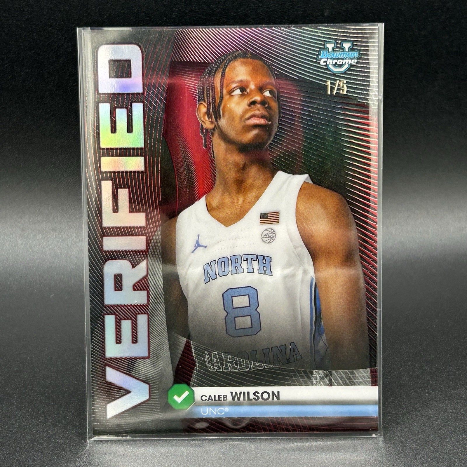 2025-26 Bowman Chrome Caleb Wilson RC Verified Red 1/5 Chicago Bulls #BV-9
