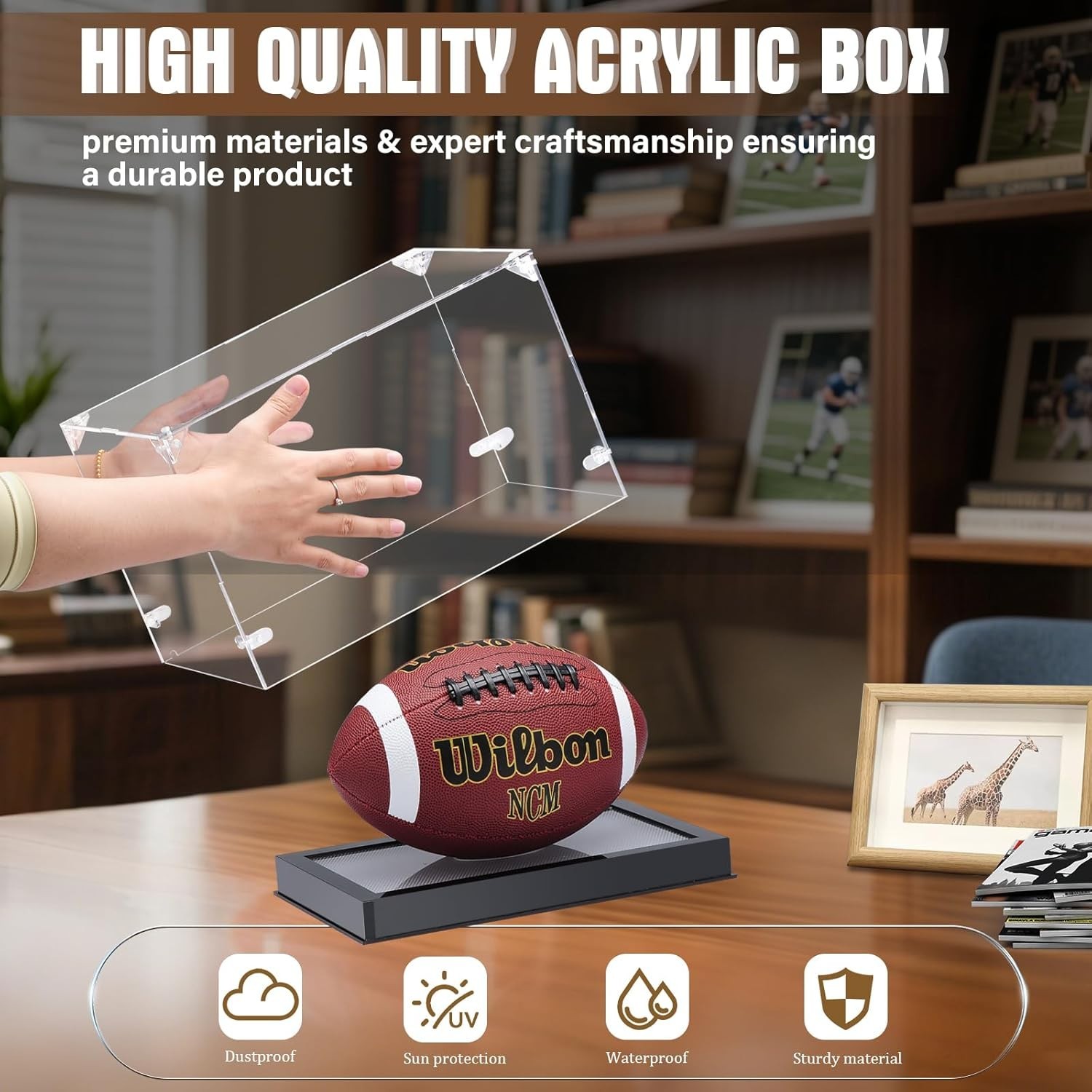 Acrylic Football Trophy Case with Adjustable LED – Stunning Exhibit Box
