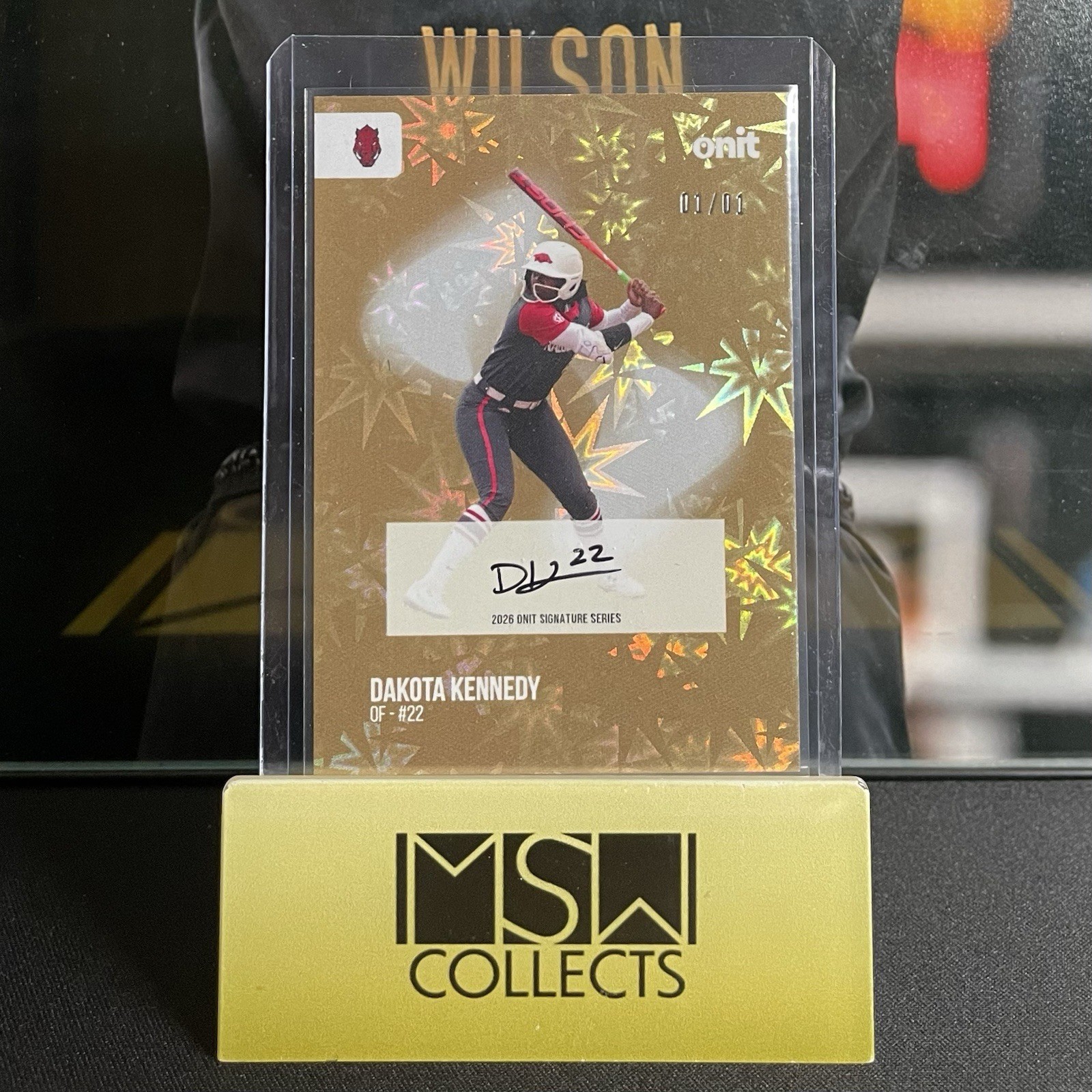 2026 ONIT Athlete Arkansas Softball #S-1 Dakota Kennedy Gold Signature Auto 1/1